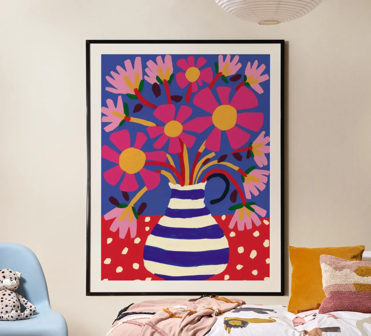 Bouquet a pois viola poster con telaio in legno da FadeAura