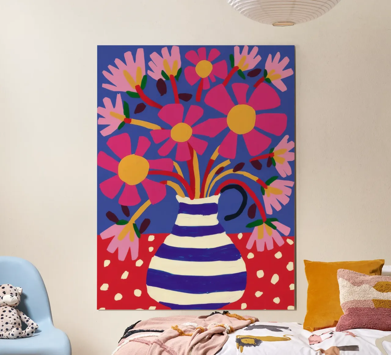Bouquet a pois viola poster con telaio in legno da FadeAura