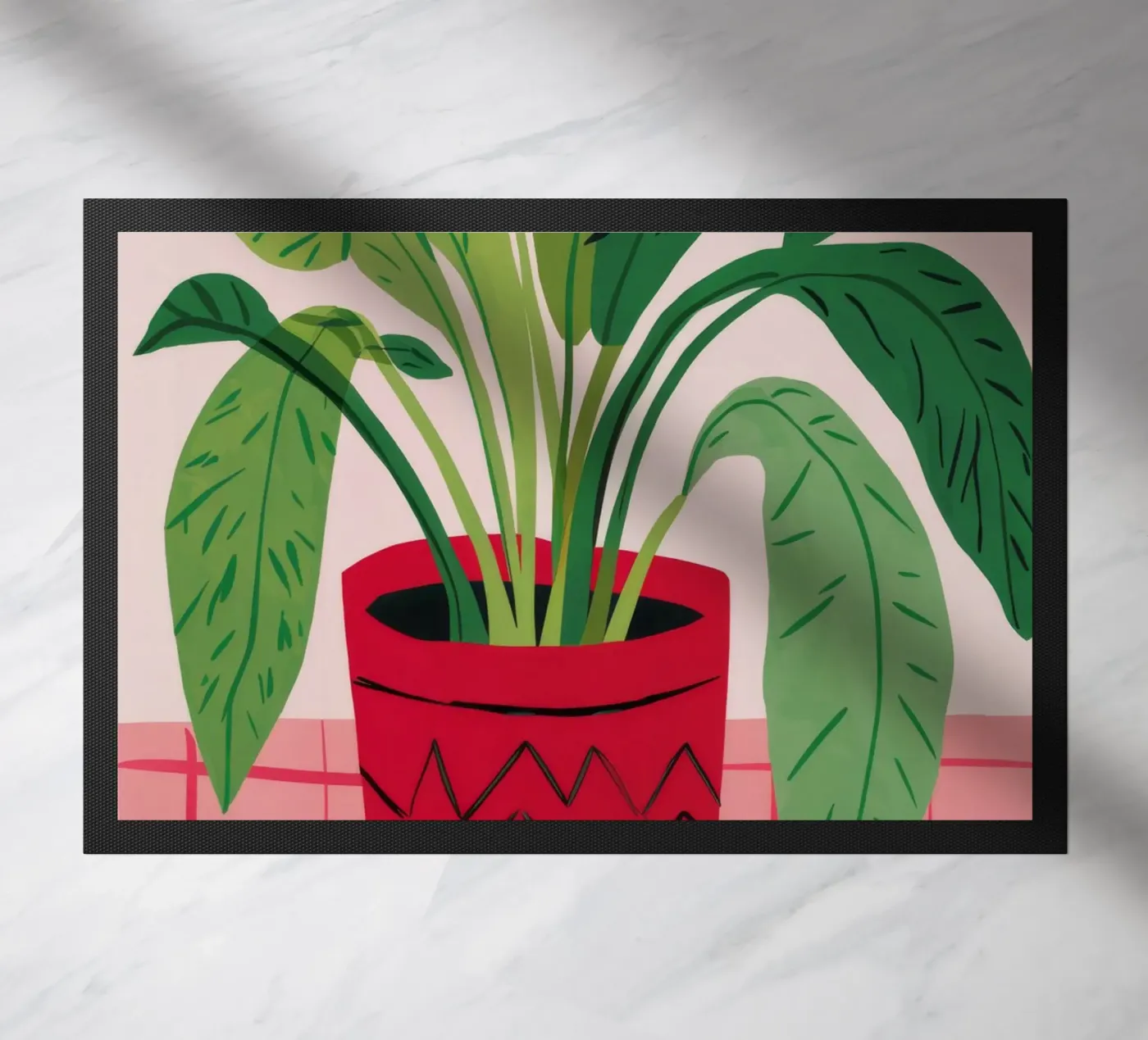 Red Pot Gingham doormat by Haven Fantasy