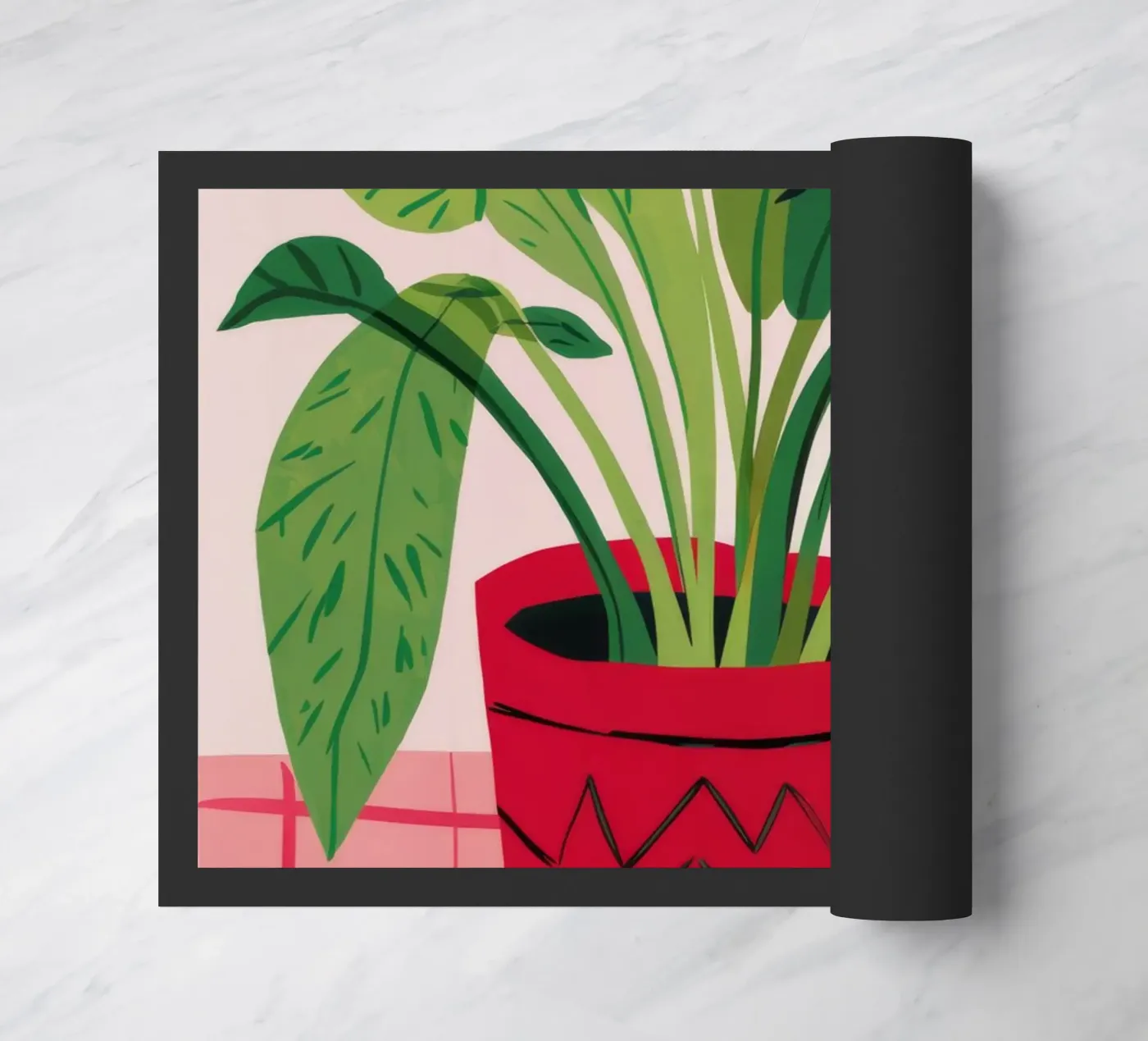 Red Pot Gingham doormat by Haven Fantasy