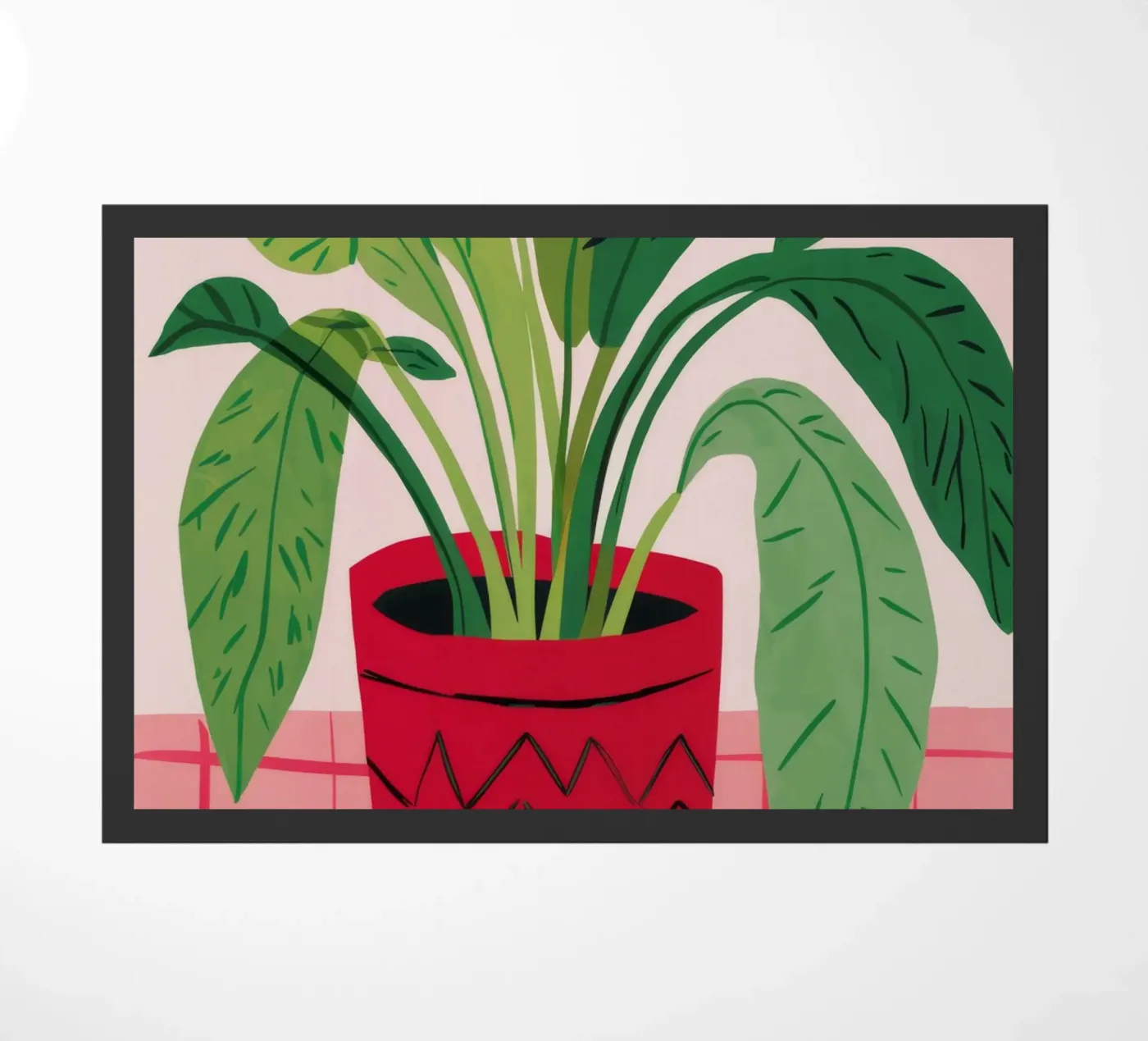 Red Pot Gingham doormat by Haven Fantasy