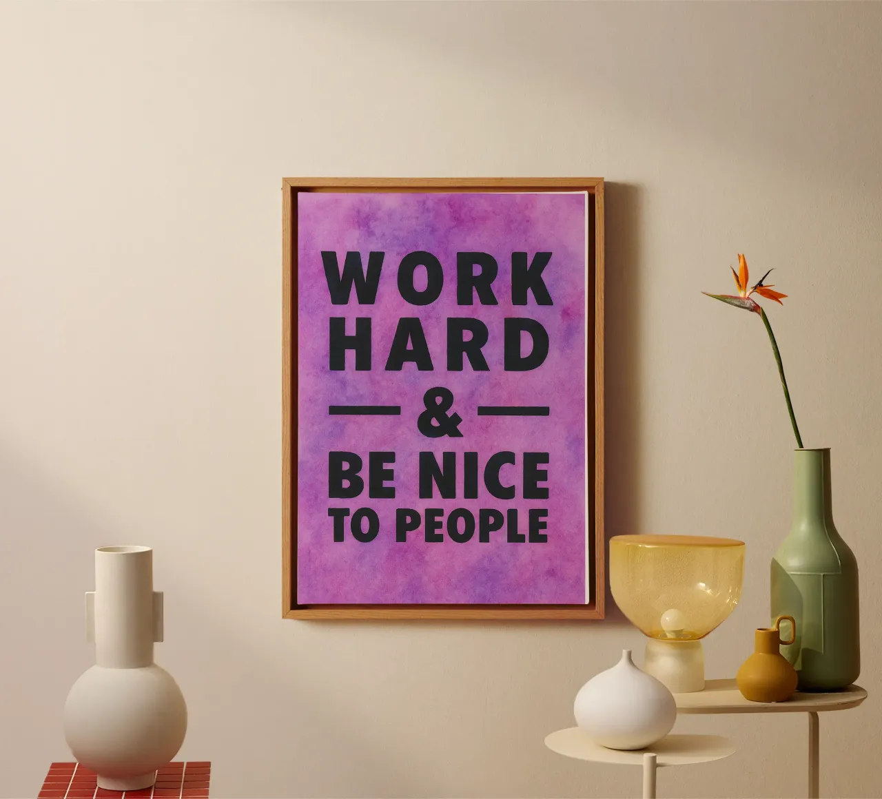 lavorare sodo ed essere persone gentili tela con Cornice a cassetta da onelove