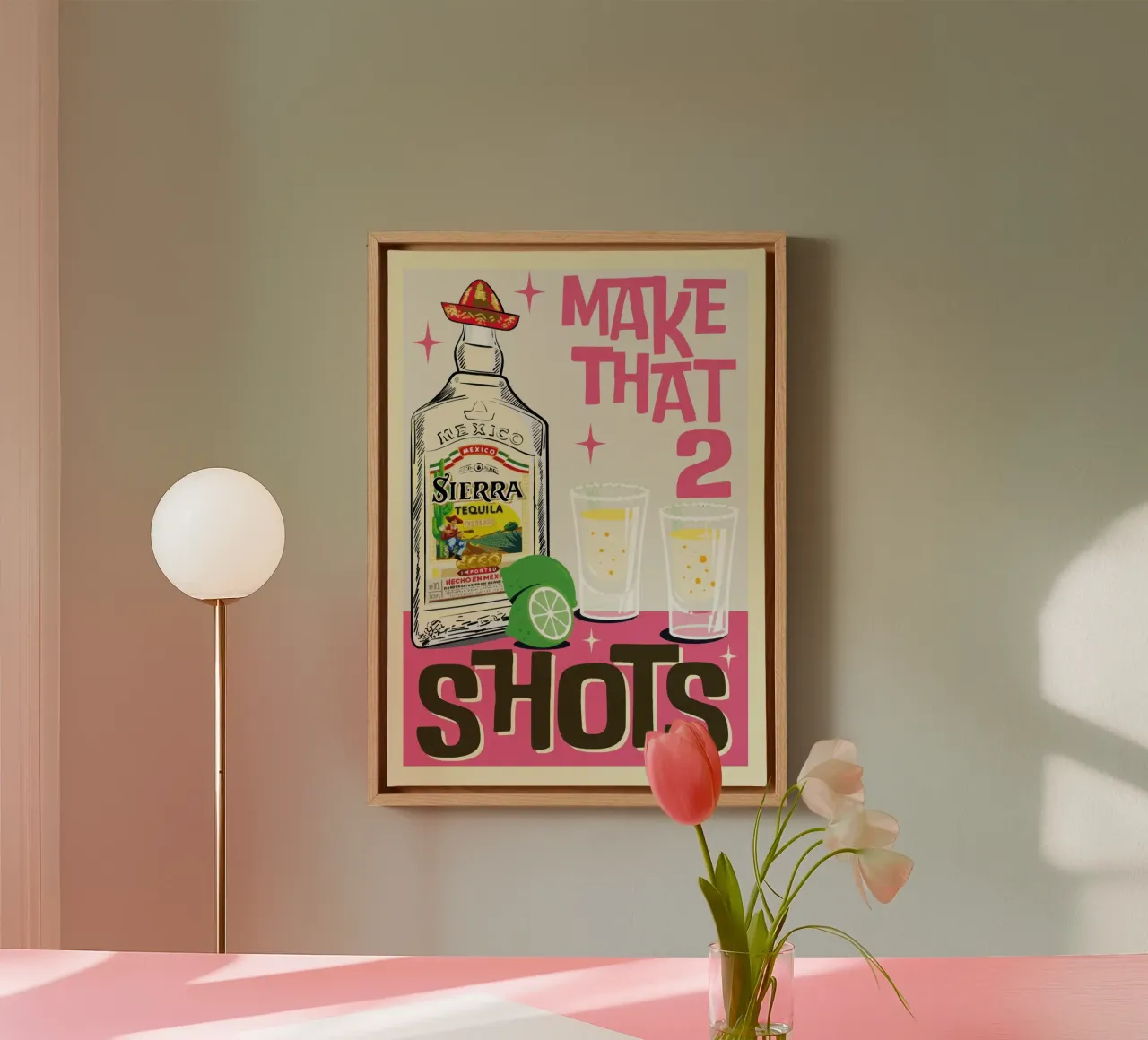 Tequila shots canvas met Baklijst van Beauty wall