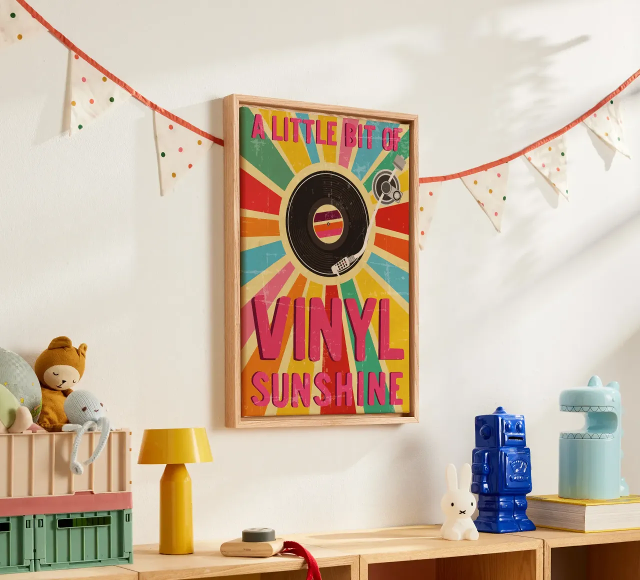 Un po' di sole in vinile tela con Cornice a cassetta da Beauty wall