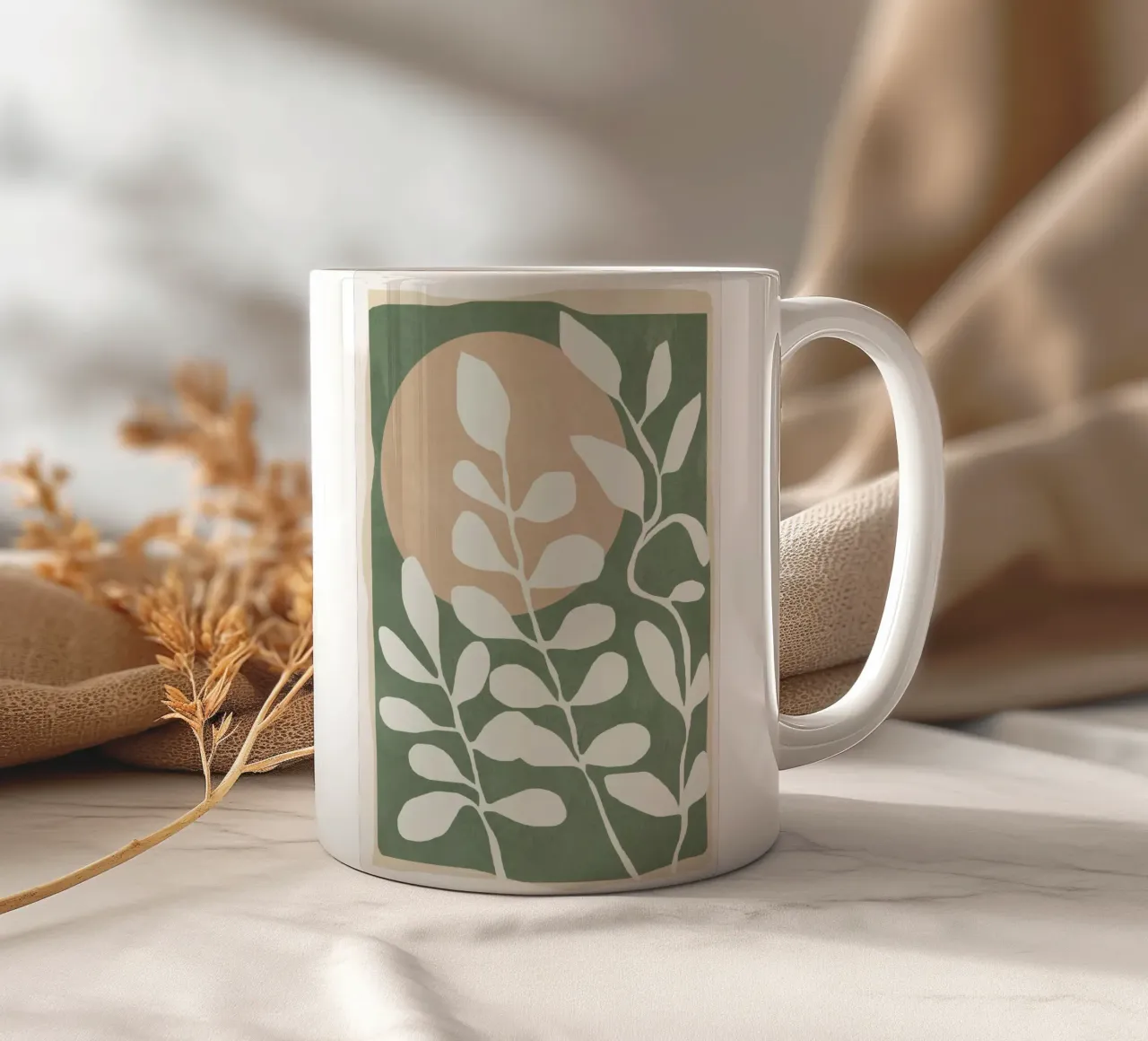 Minimal Abstract Leaves 02 tazza in ceramica da cityart