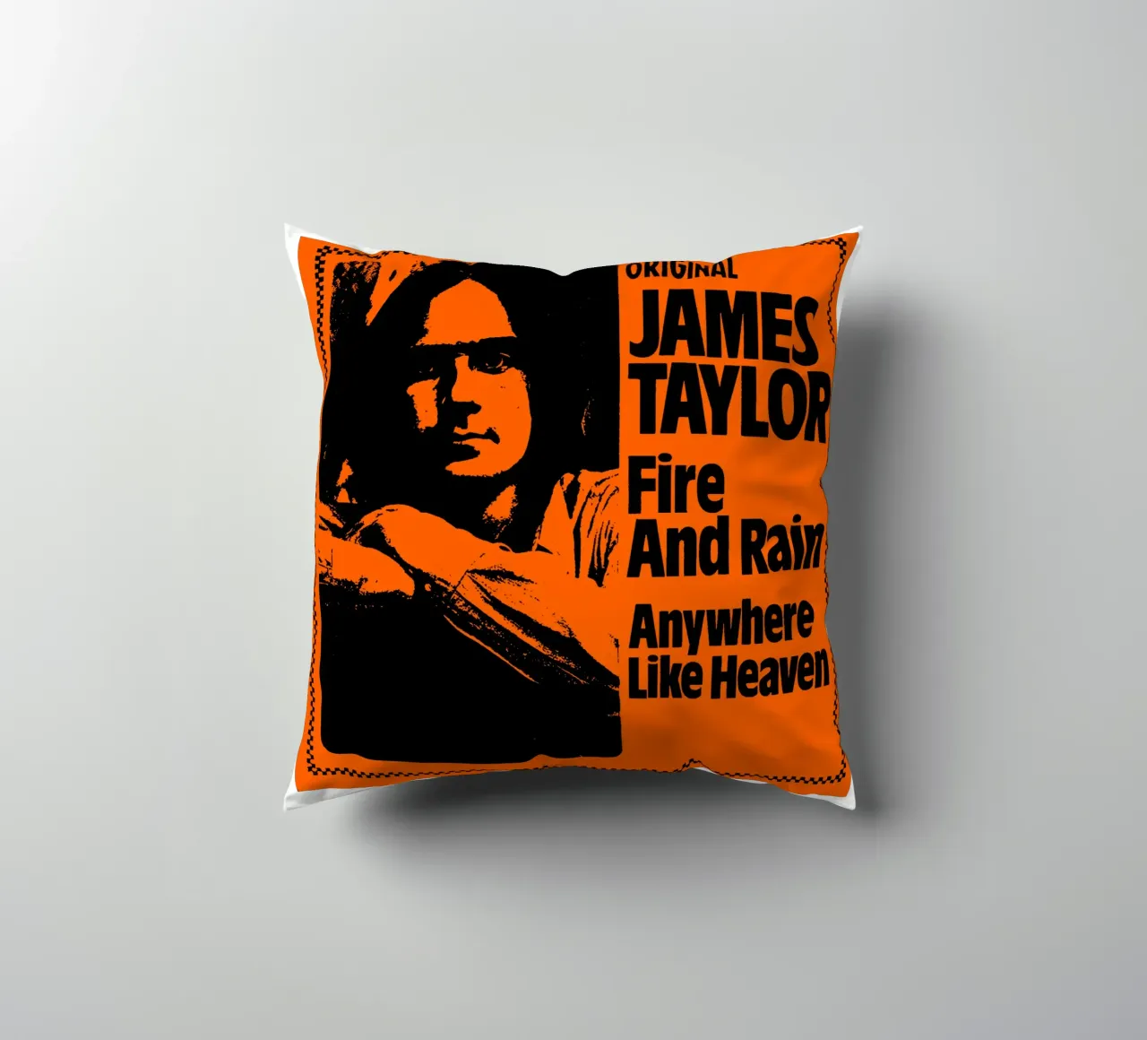 James Taylor - Singer Face decorative cushion by Deepness