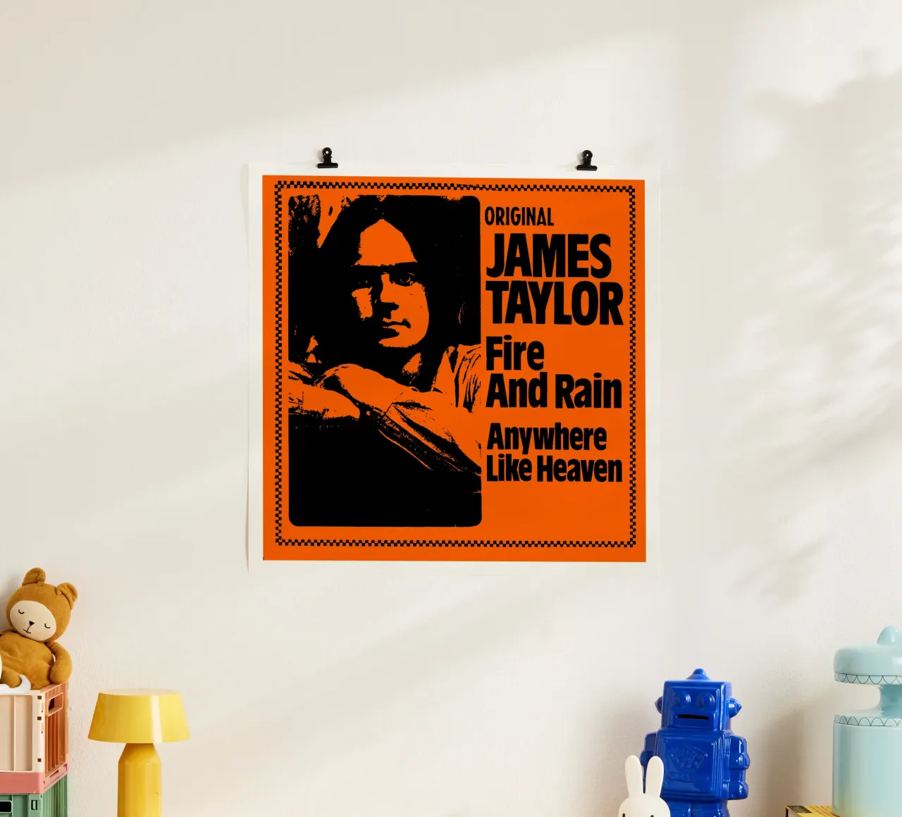 James Taylor - Singer Face poster con telaio in legno da Deepness