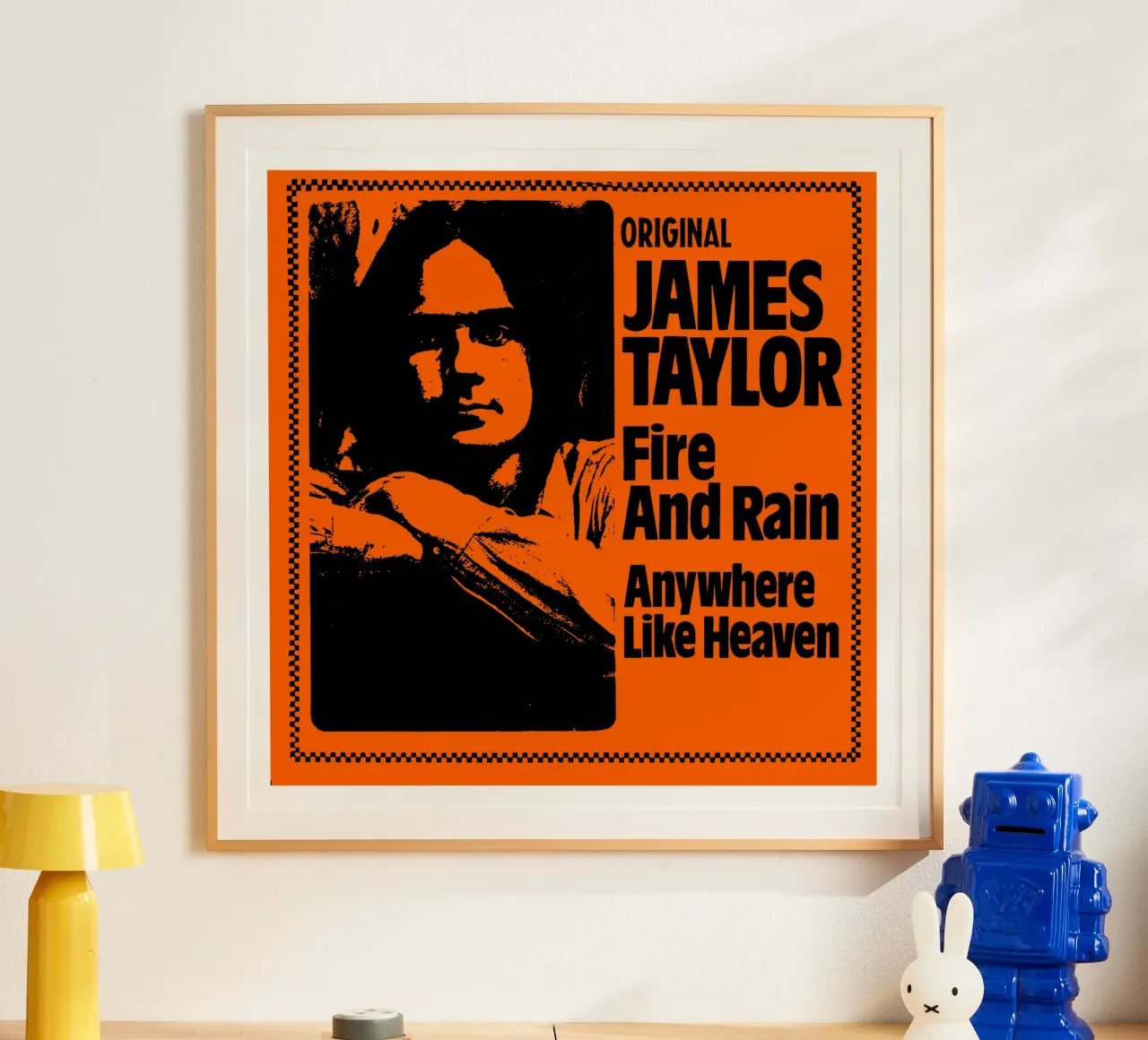 James Taylor - Singer Face poster con telaio in legno da Deepness