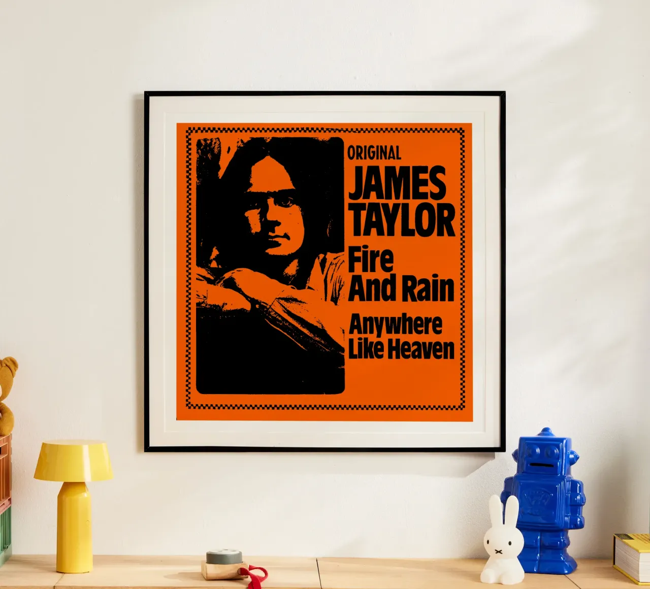James Taylor - Singer Face poster con telaio in legno da Deepness