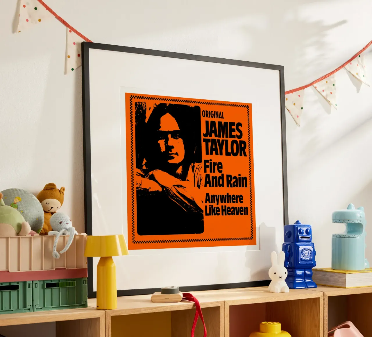 James Taylor - Singer Face poster con telaio in legno da Deepness