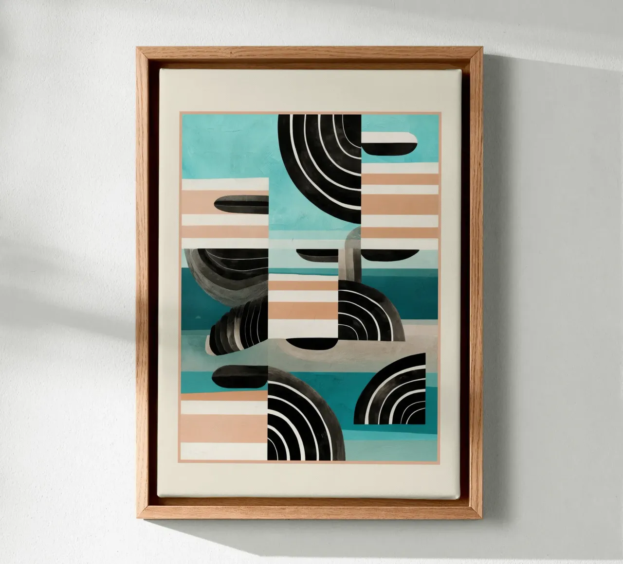 Retro Geometric Shapes 3 tela con Cornice a cassetta da Nadjaa