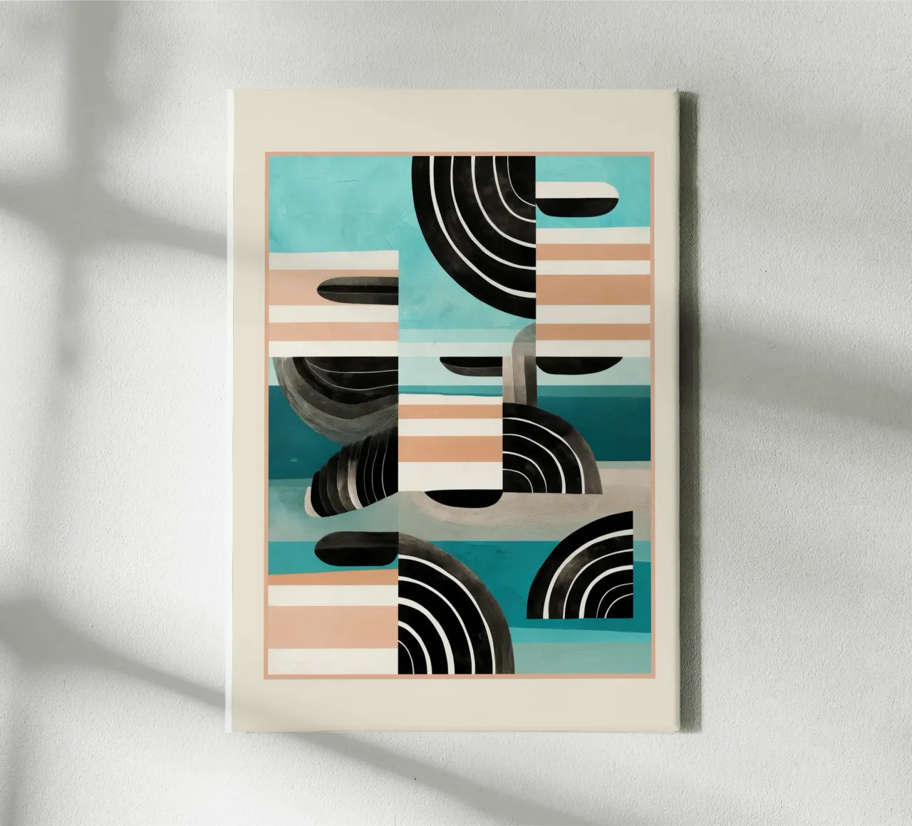 Retro Geometric Shapes 3 tela con Cornice a cassetta da Nadjaa