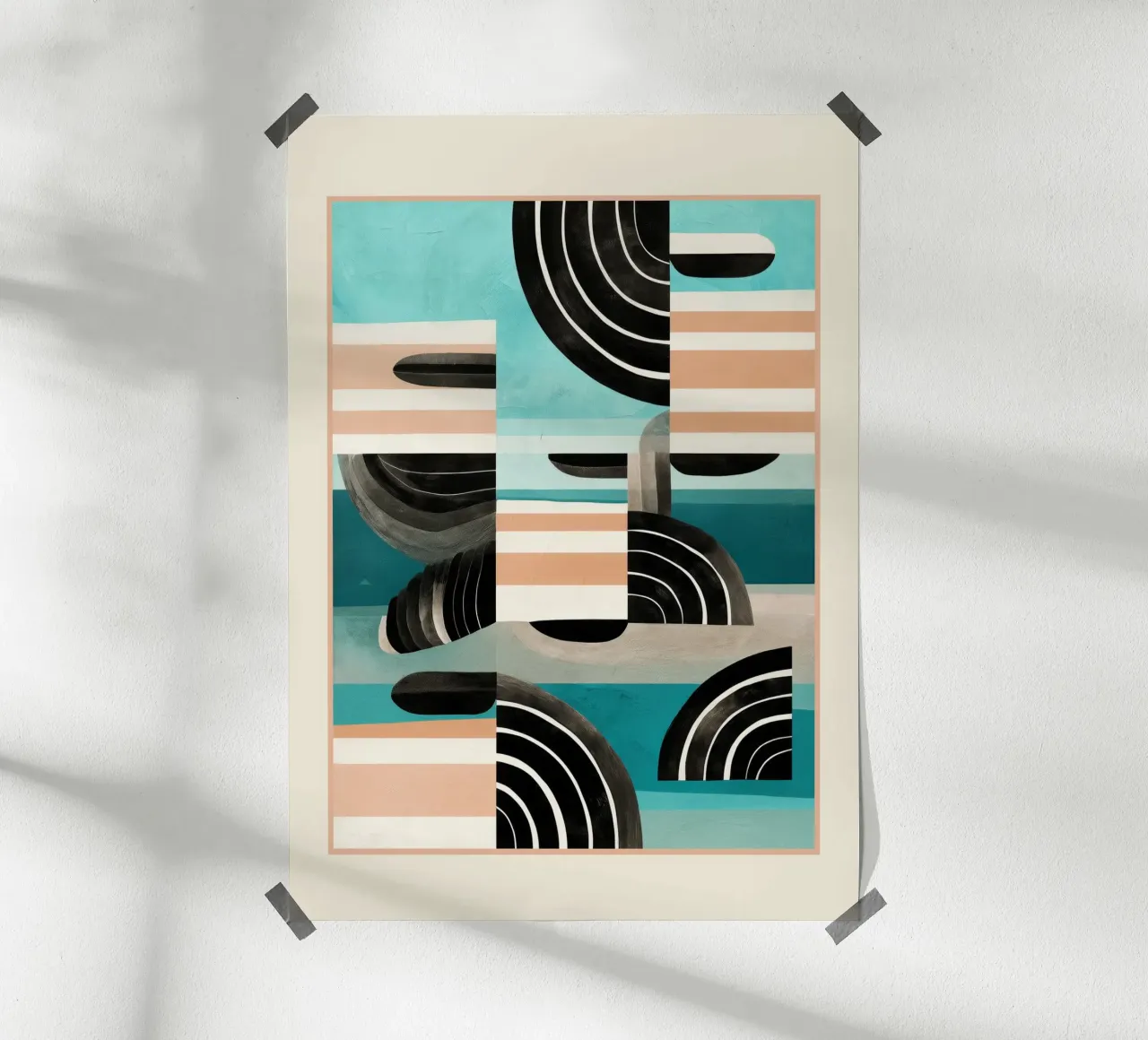 Retro Geometric Shapes 3 carta hahnemühle da Nadjaa