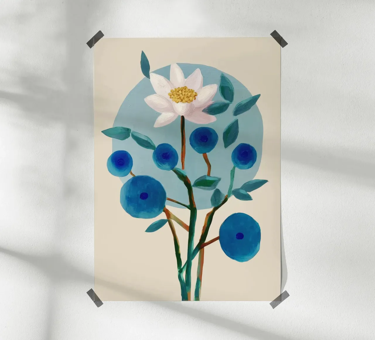 Stylized Lotus Flower Art carta hahnemühle da Flow Line