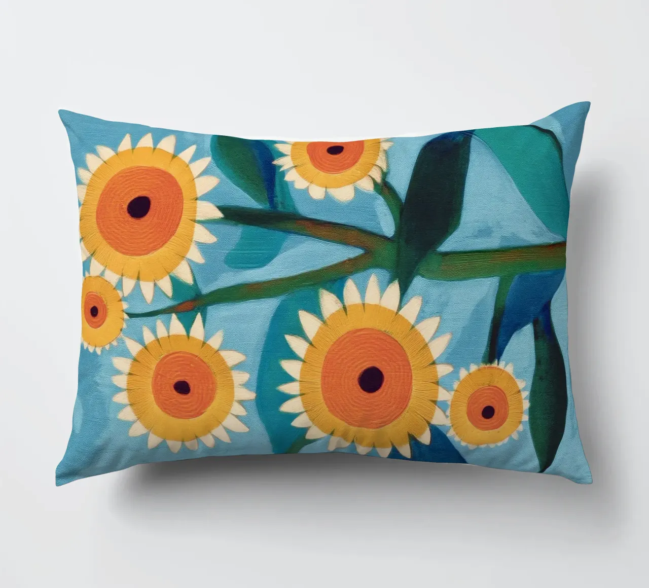 Sunflower Study in Sunny Yellow and Burnt Orange cuscino da Flow Line