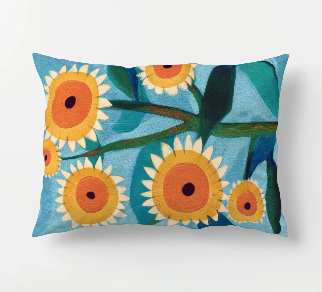 Sunflower Study in Sunny Yellow and Burnt Orange cuscino da Flow Line