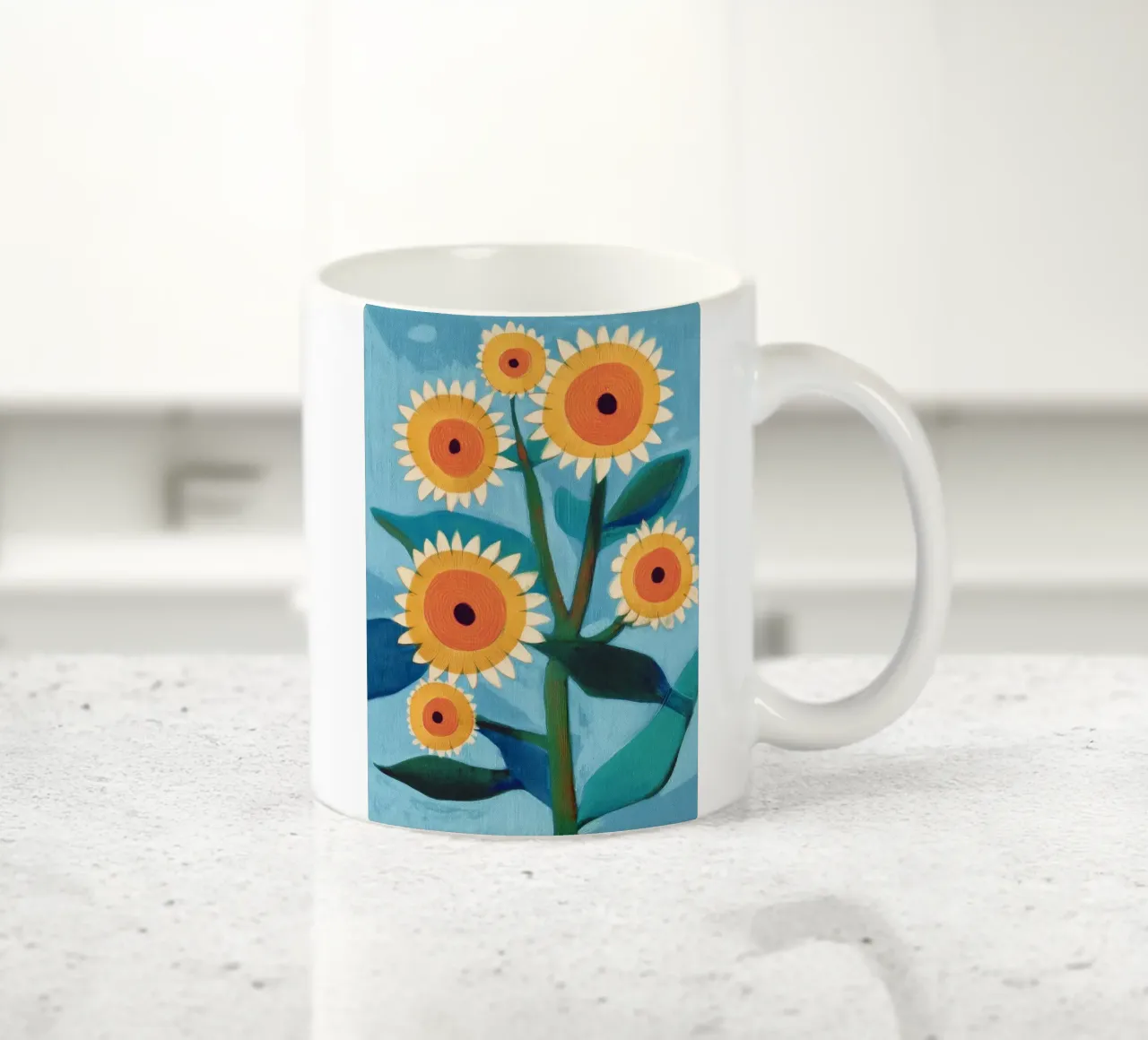 Sunflower Study in Sunny Yellow and Burnt Orange tazza in ceramica da Flow Line