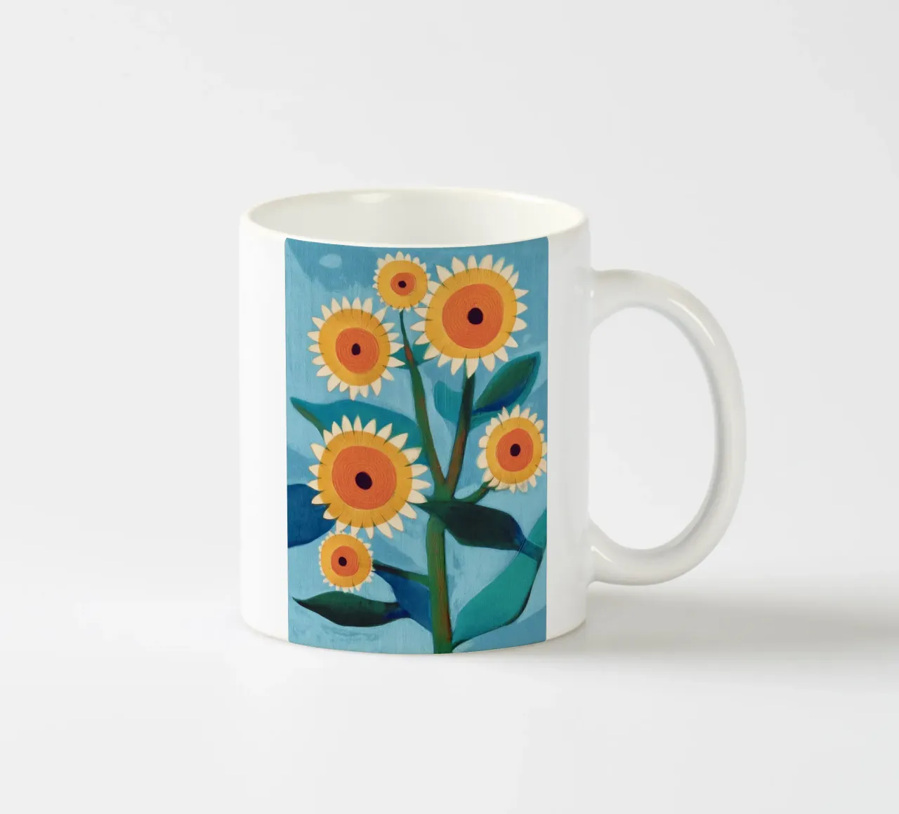 Sunflower Study in Sunny Yellow and Burnt Orange tazza in ceramica da Flow Line