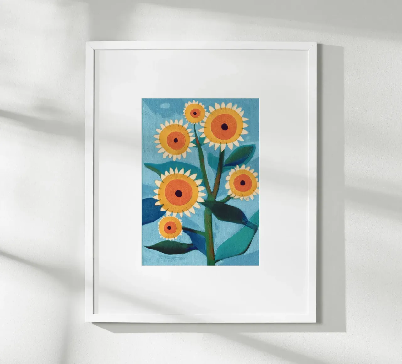 Sunflower Study in Sunny Yellow and Burnt Orange poster con telaio in alluminio da Flow Line