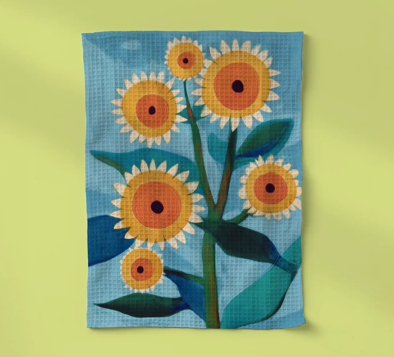 Sunflower Study in Sunny Yellow and Burnt Orange canovaccio da cucina da Flow Line