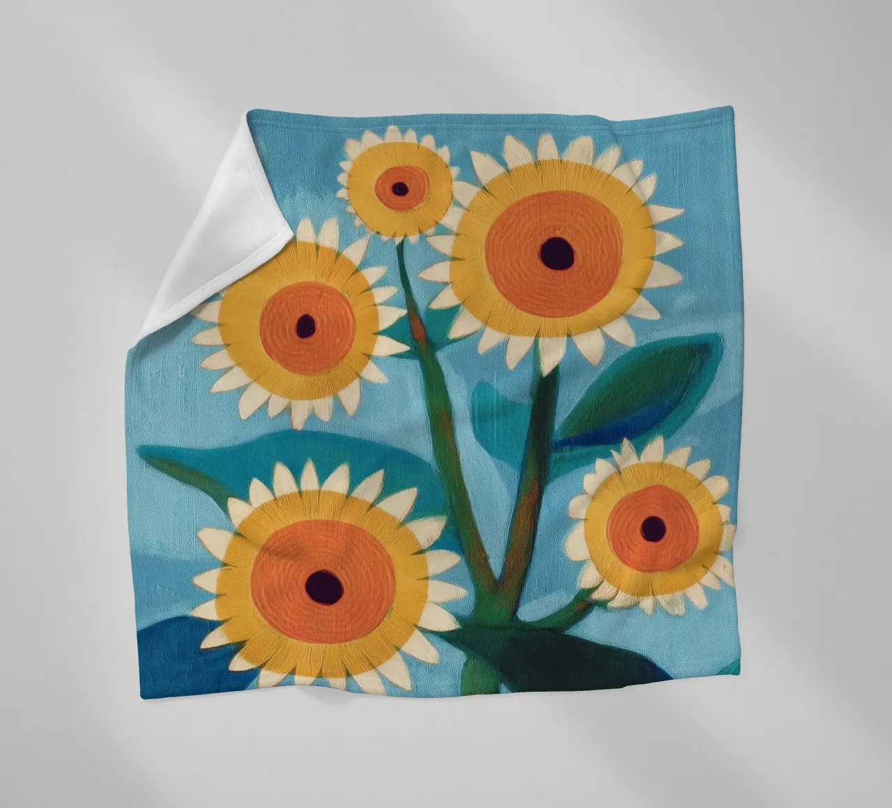 Sunflower Study in Sunny Yellow and Burnt Orange coperta in pile da Flow Line