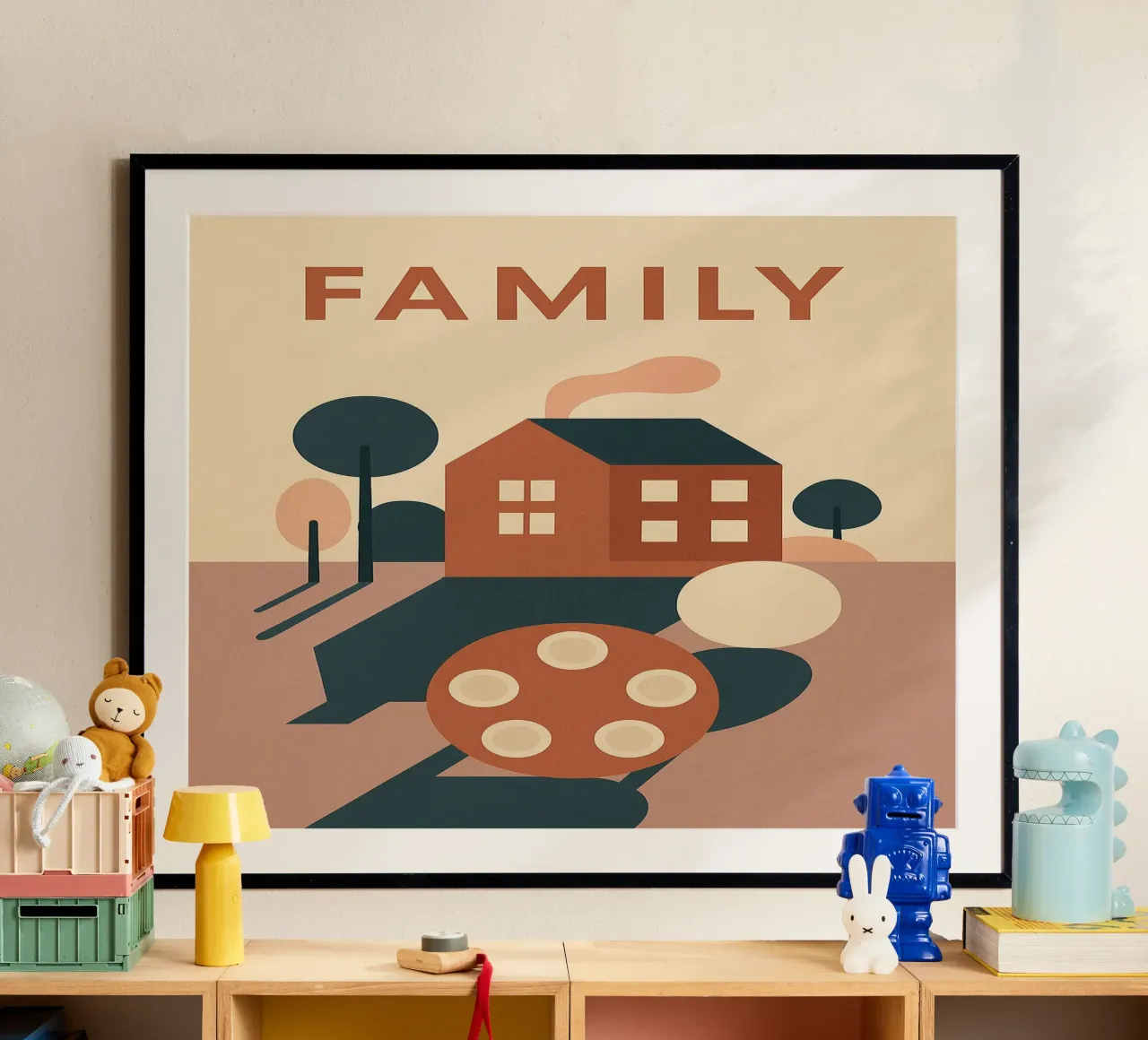 FAMILY – Le Cocon Moderne poster con telaio in legno da Art Typo Essentiel