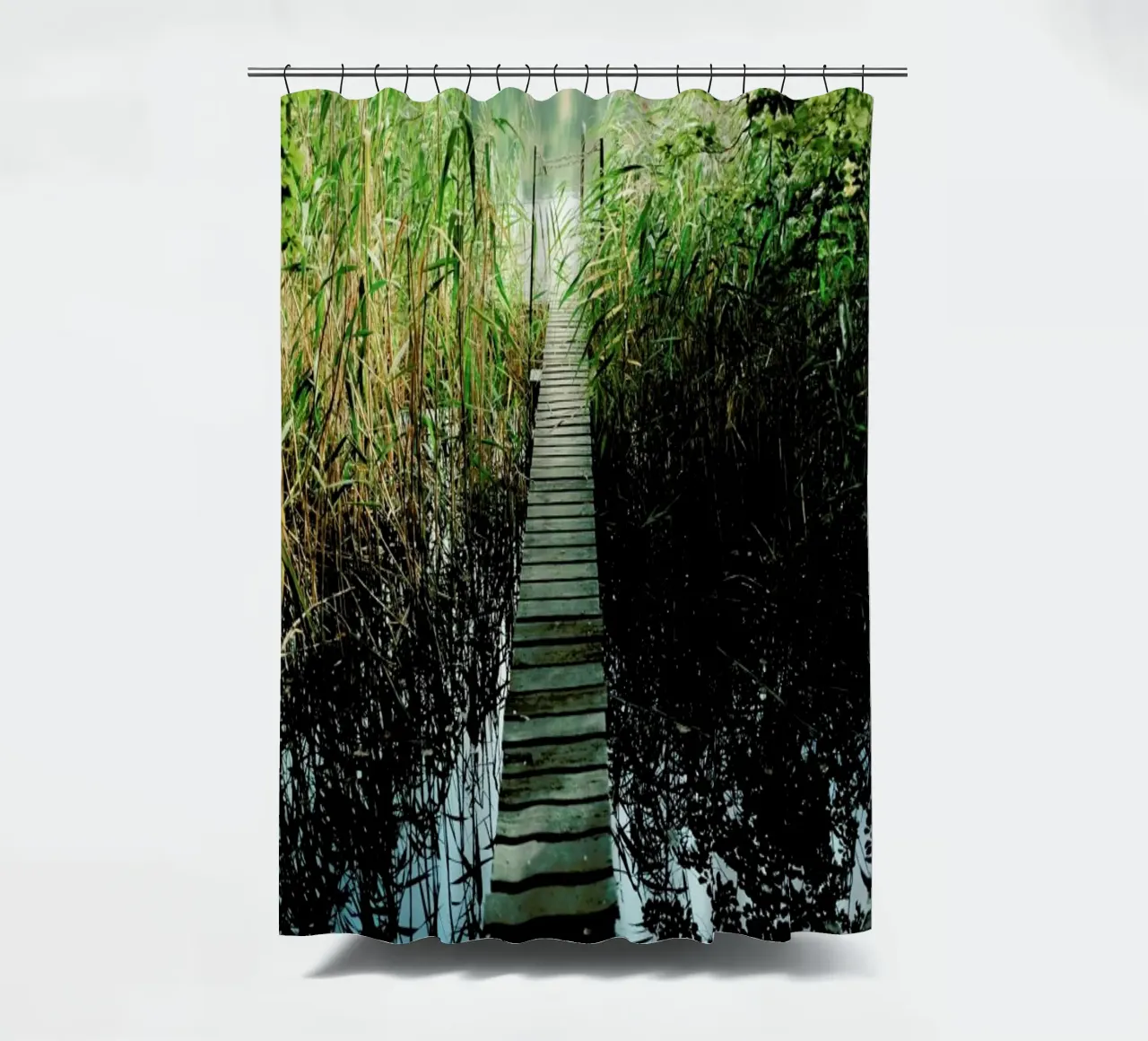 Idyllic Lakeview shower curtain by Sebastian Hilgetag
