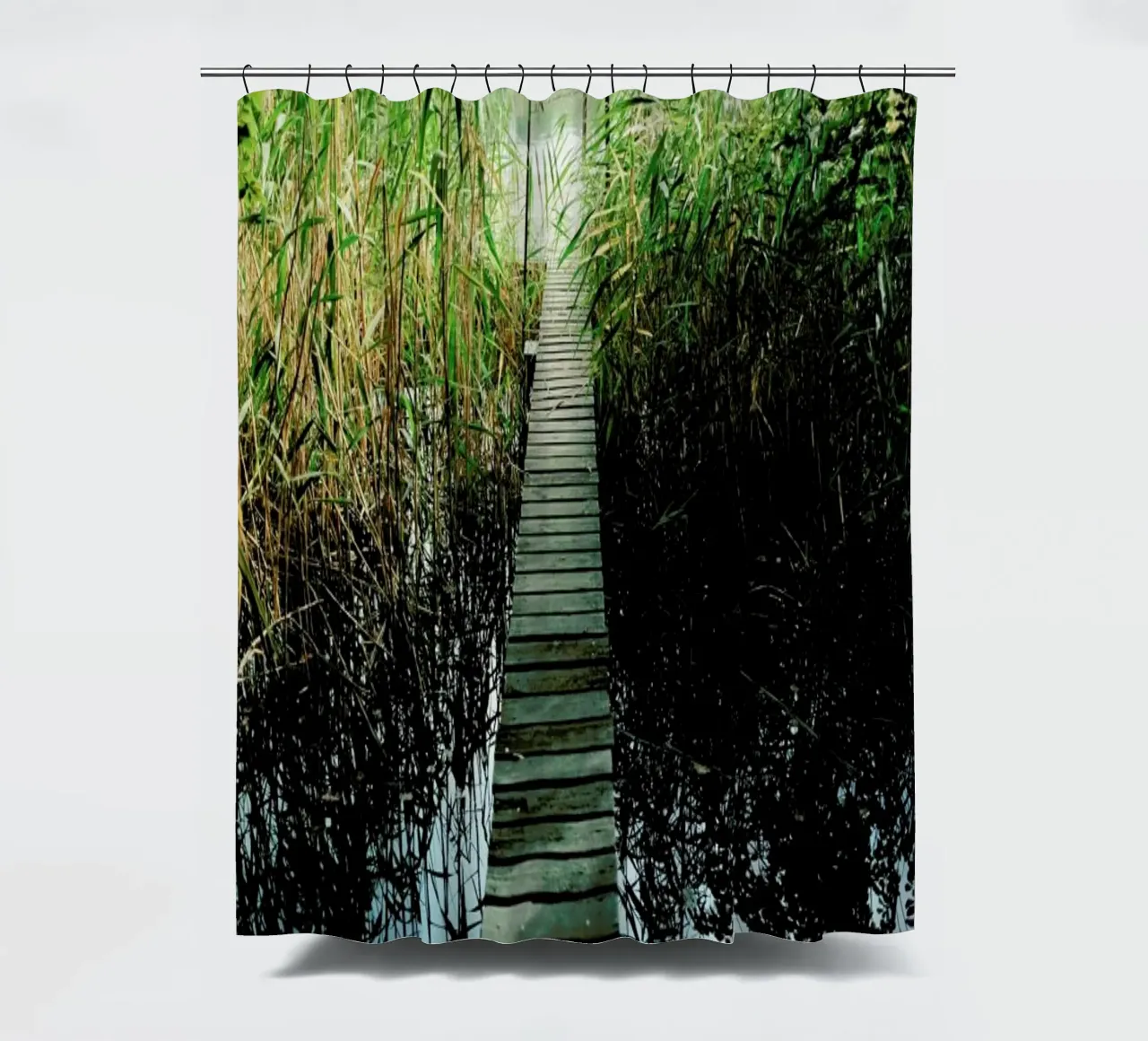 Idyllic Lakeview shower curtain by Sebastian Hilgetag