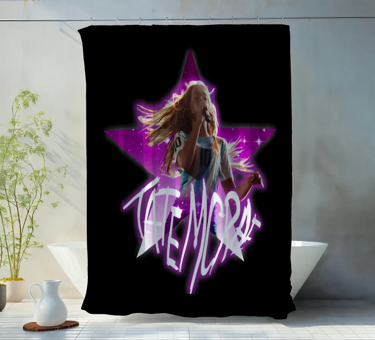 tata mcrae - stars shower curtain by Tara Bergener
