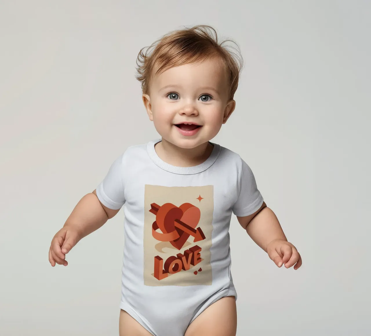 AMORE - Amore potente in 3D body neonato maniche corte da Art Typo Essentiel