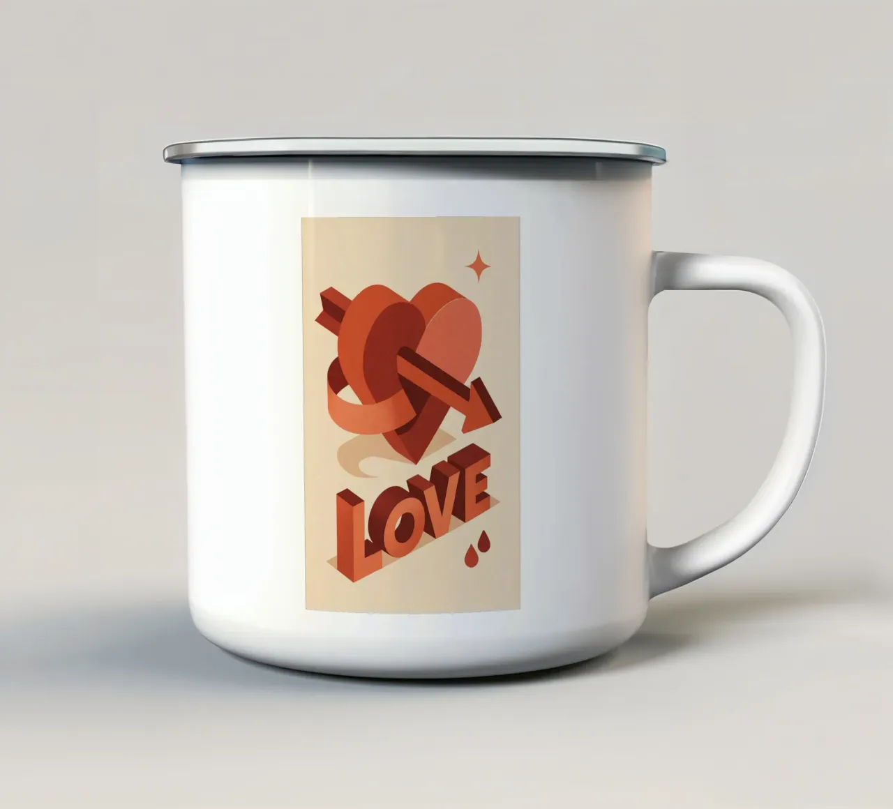 AMORE - Amore potente in 3D tazza in smalto da Art Typo Essentiel