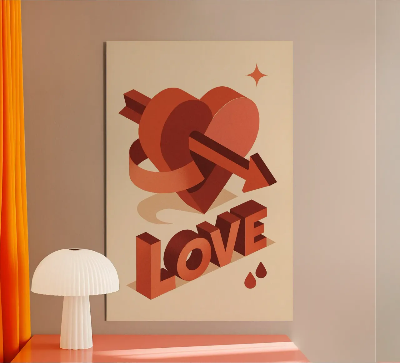 AMORE - Amore potente in 3D alluminio dibond da Art Typo Essentiel
