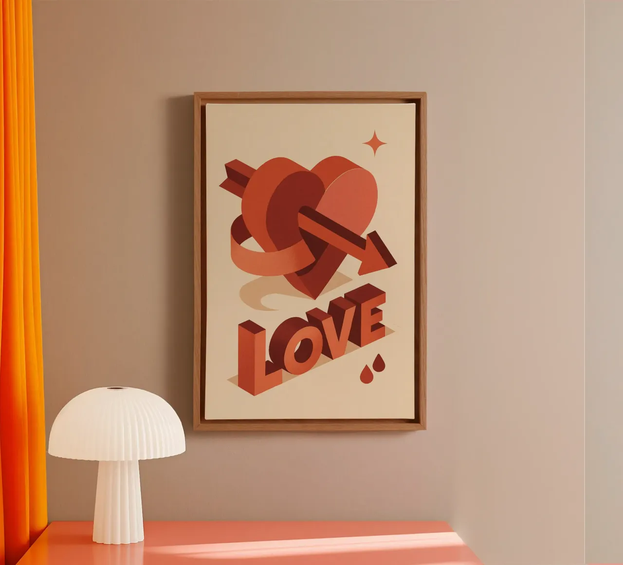 AMORE - Amore potente in 3D tela con Cornice a cassetta da Art Typo Essentiel