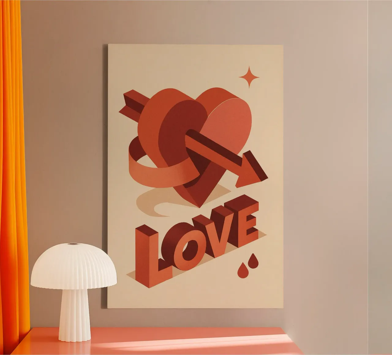 AMORE - Amore potente in 3D tela con Cornice a cassetta da Art Typo Essentiel