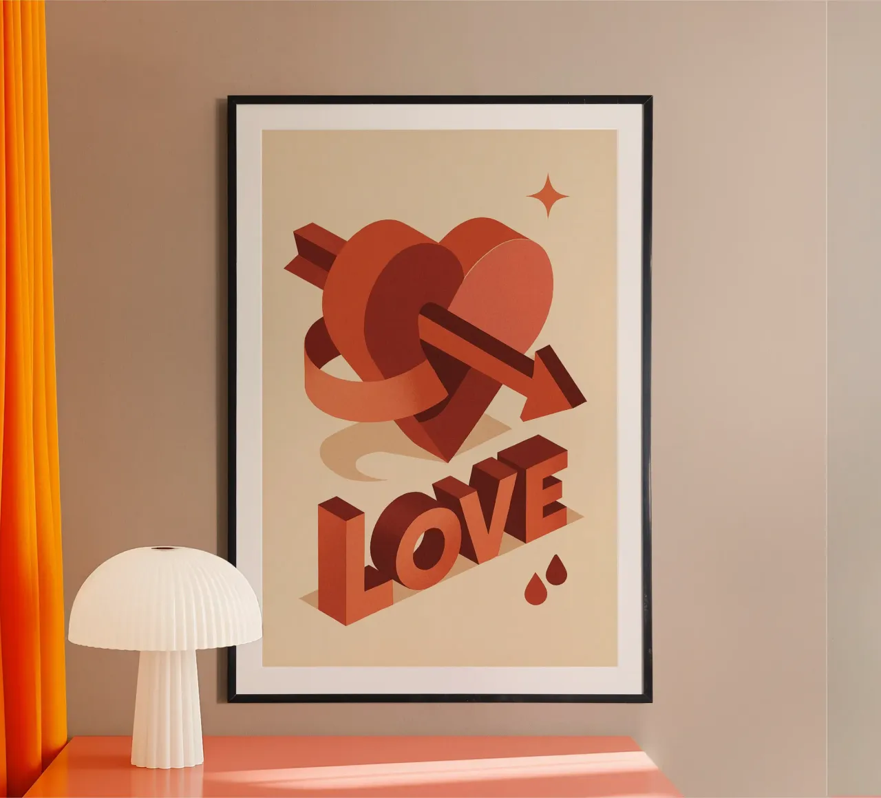 AMORE - Amore potente in 3D carta hahnemühle da Art Typo Essentiel