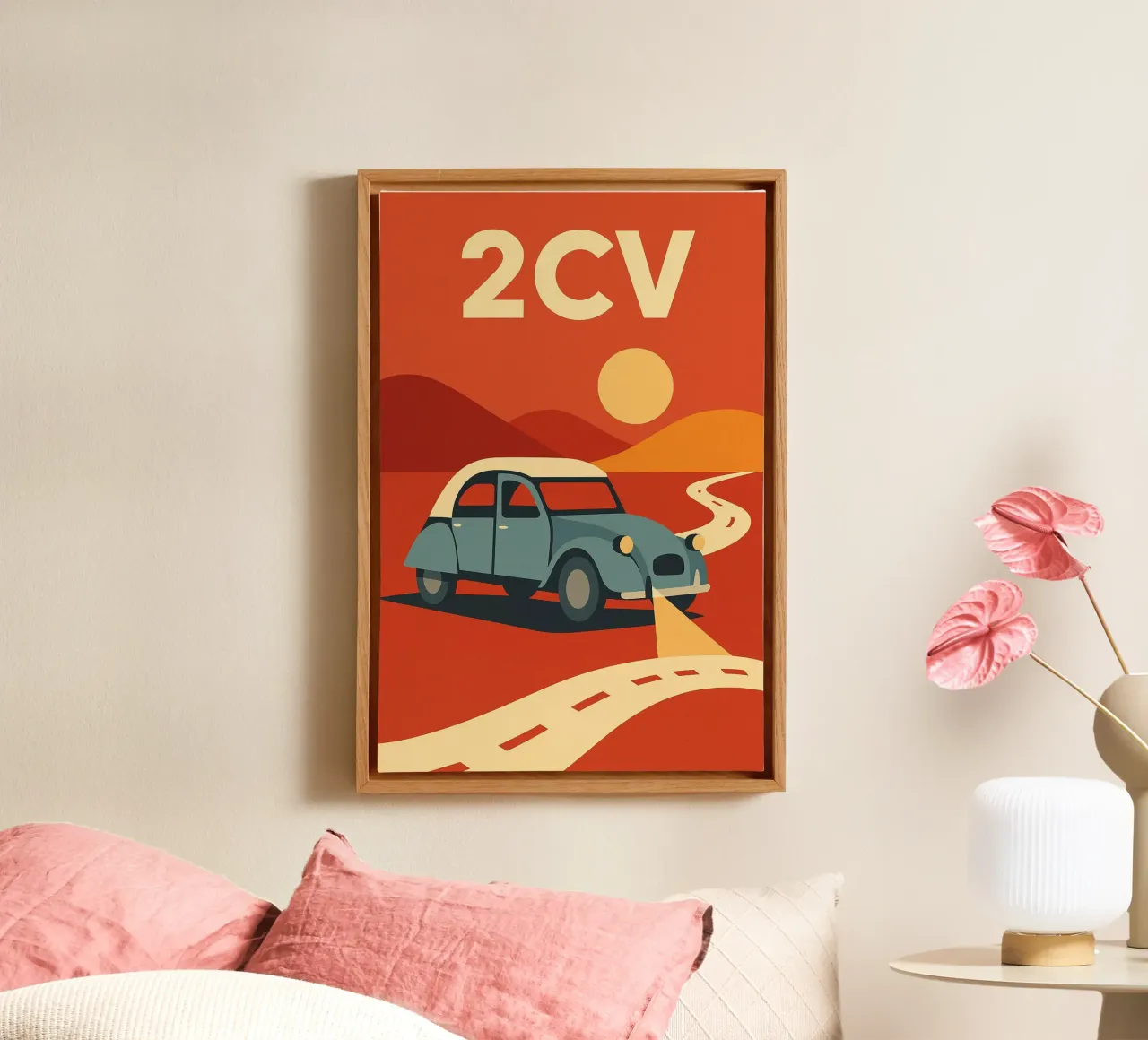 2CV - Sul viale dei ricordi tela con Cornice a cassetta da Art Typo Essentiel