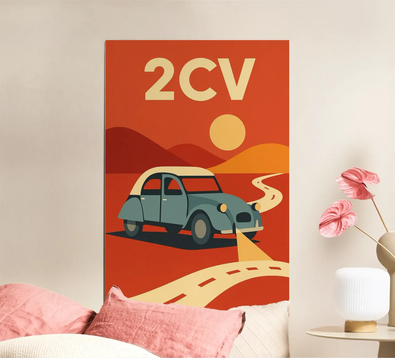 2CV - Sul viale dei ricordi poster con telaio in legno da Art Typo Essentiel