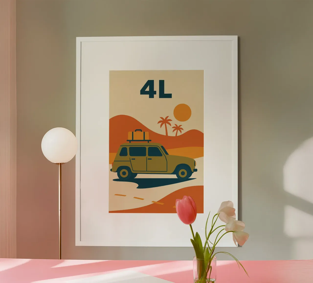 4L - L'arte di viaggiare semplicemente poster con telaio in alluminio da Art Typo Essentiel