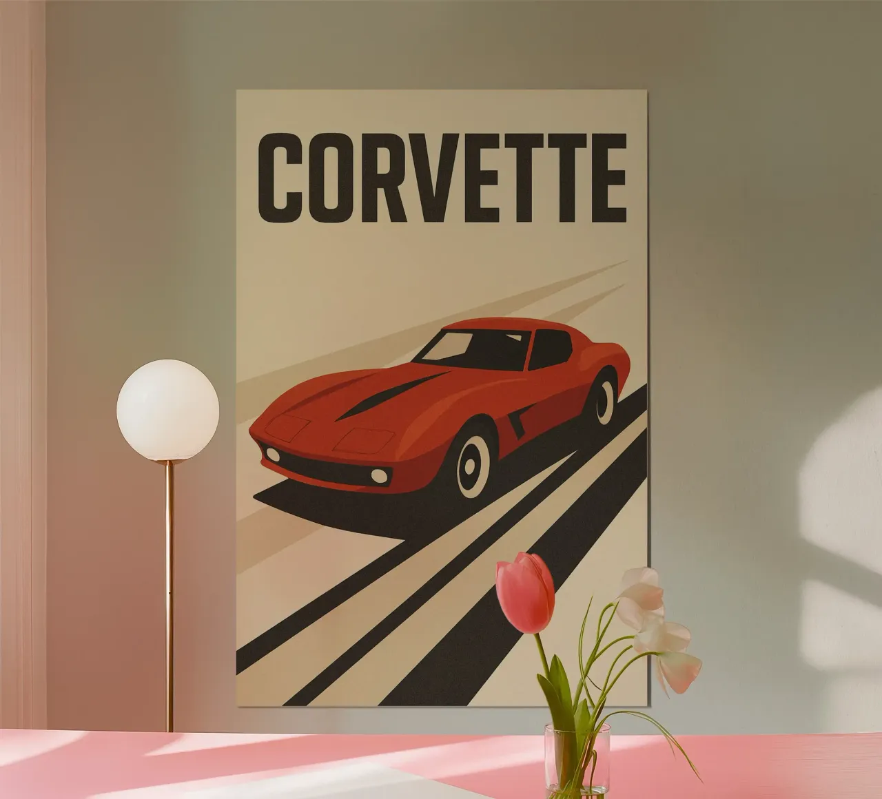 CORVETTE - La leggenda americana a tutta velocità poster con telaio in plastica da Art Typo Essentiel