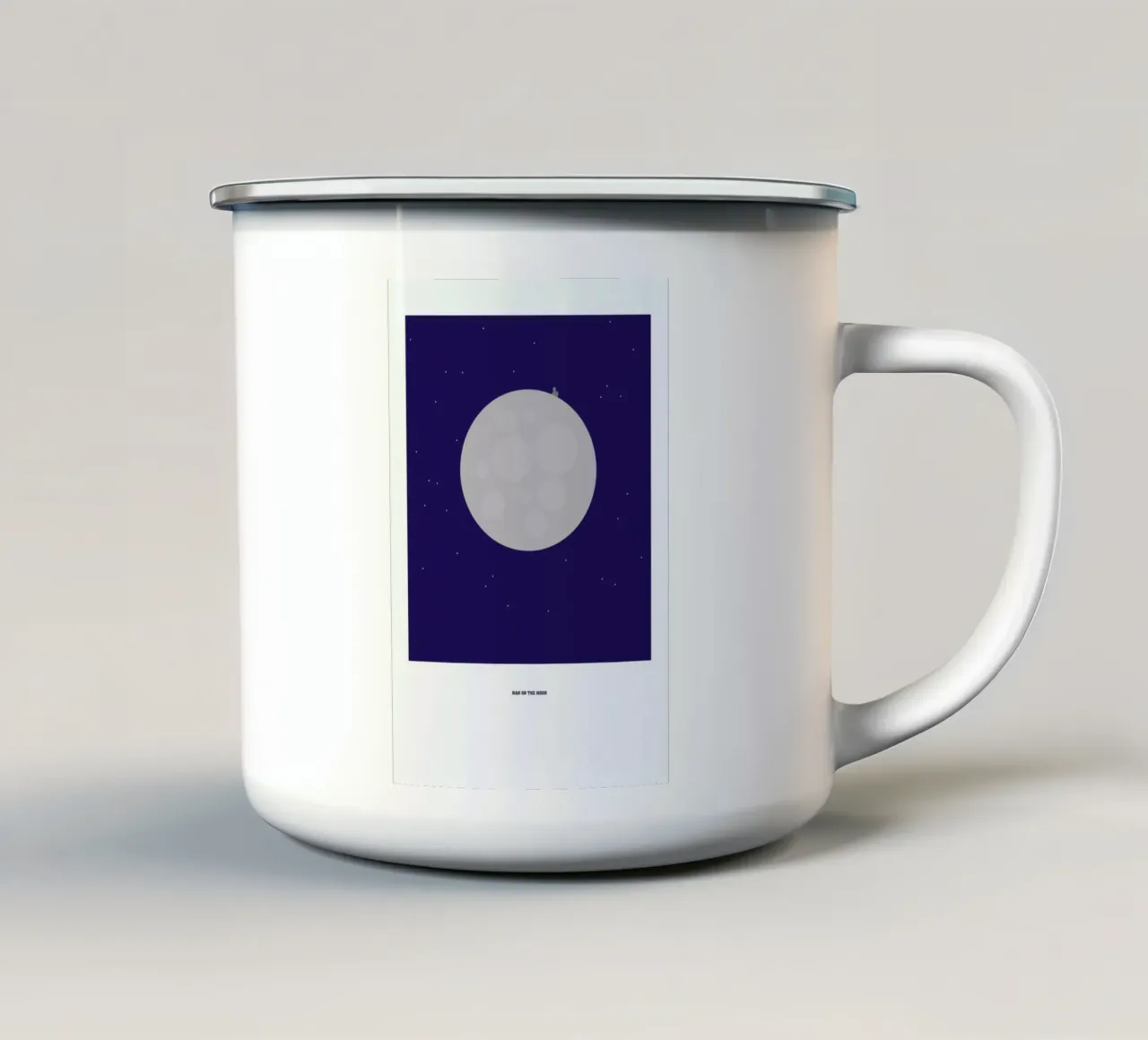 Man on the Moon Emaille Tasse von Christophe Gowans