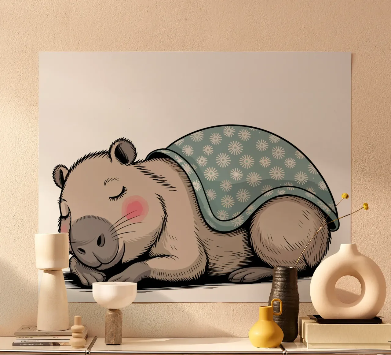 Capy & Bara Sleeping carta hahnemühle da Shirtfantastisch