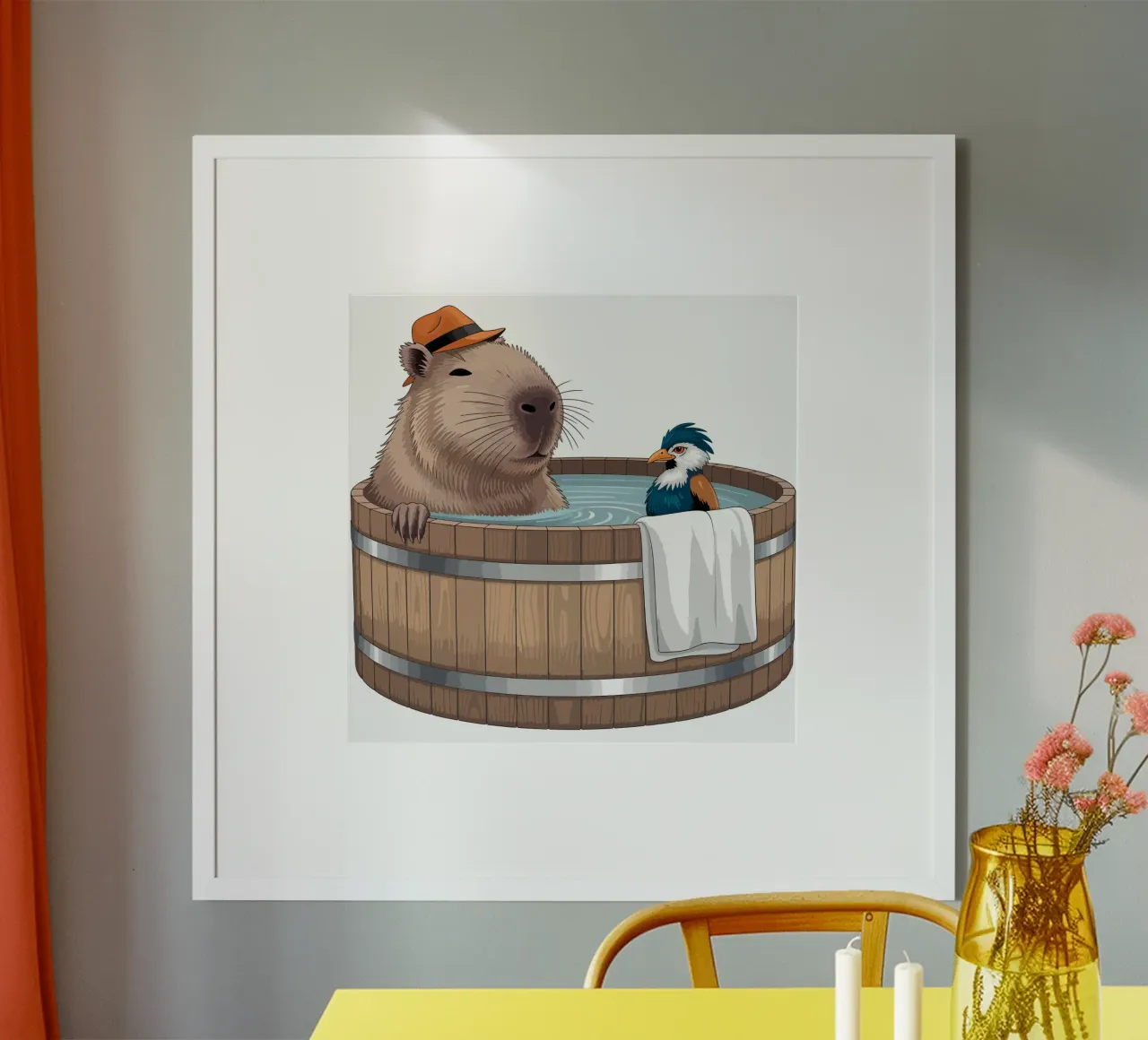 Capy & Bara beim Plantschen carta hahnemühle da Shirtfantastisch