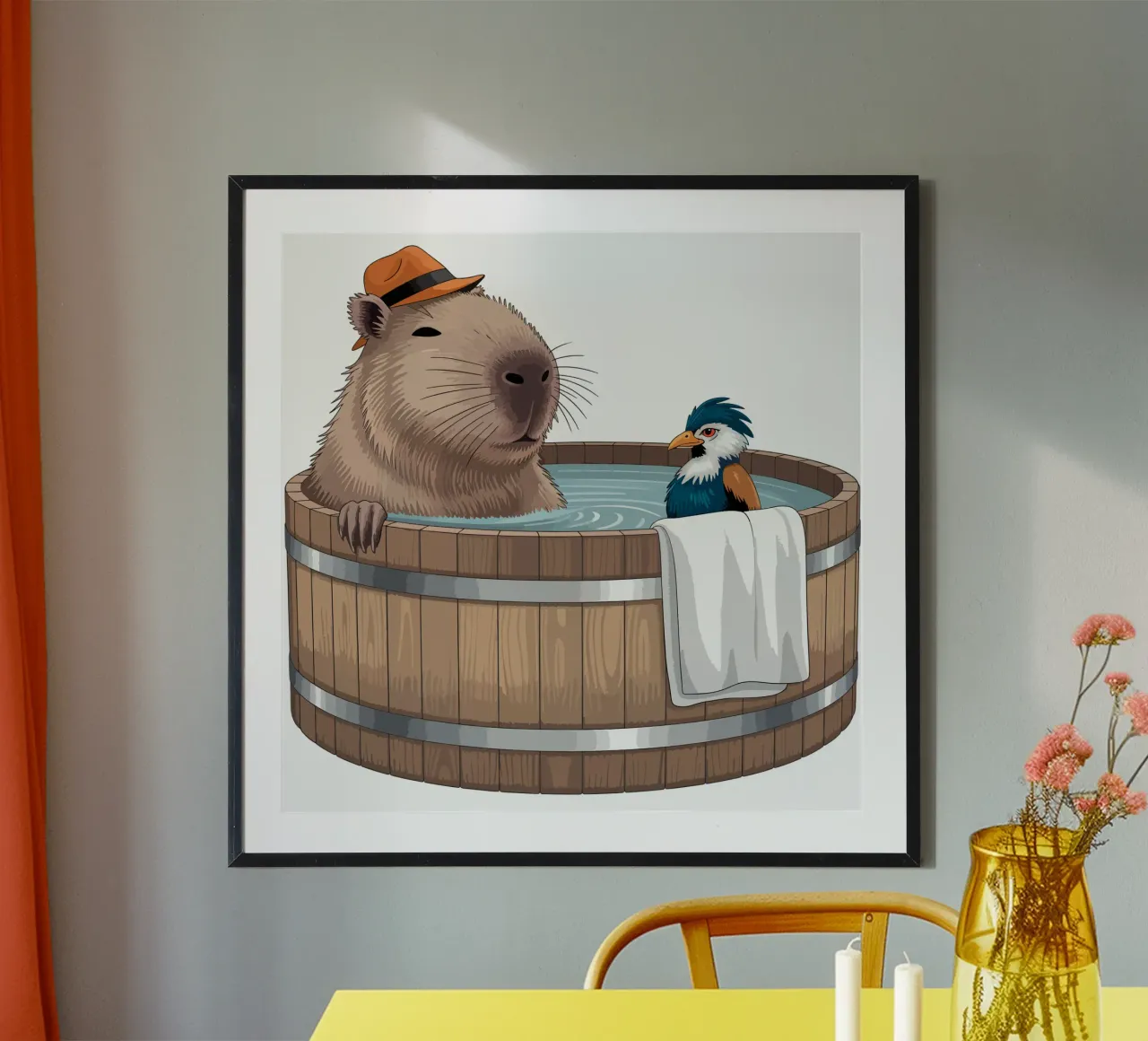 Capy & Bara beim Plantschen carta hahnemühle da Shirtfantastisch