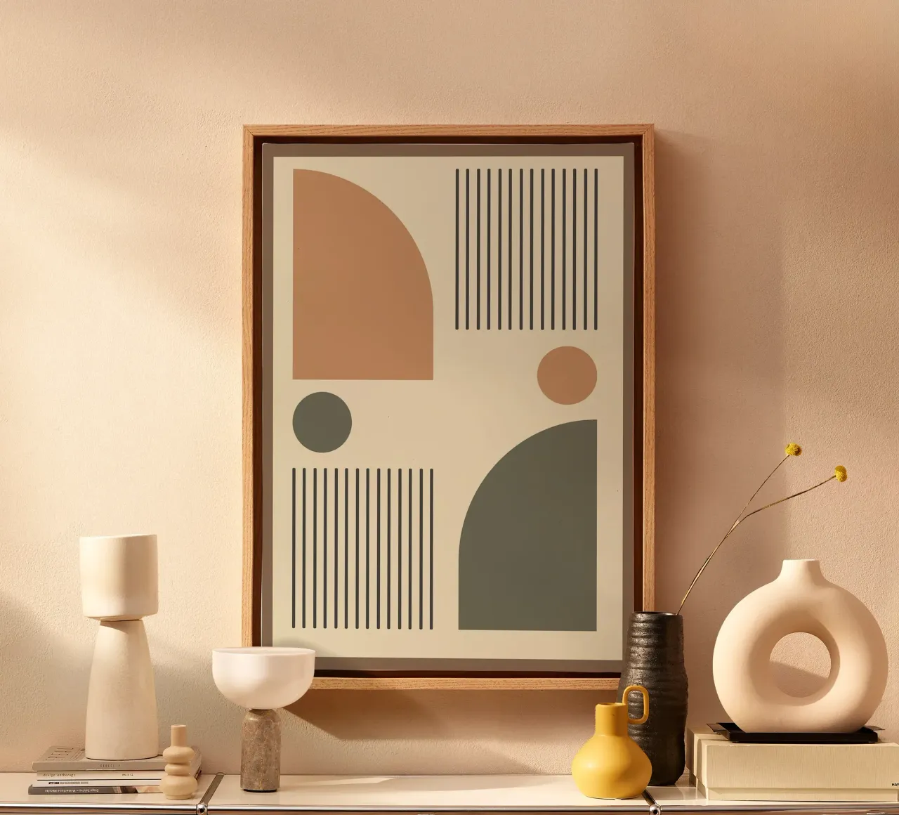 semi-circles vertical lines canvas by Ron Bale