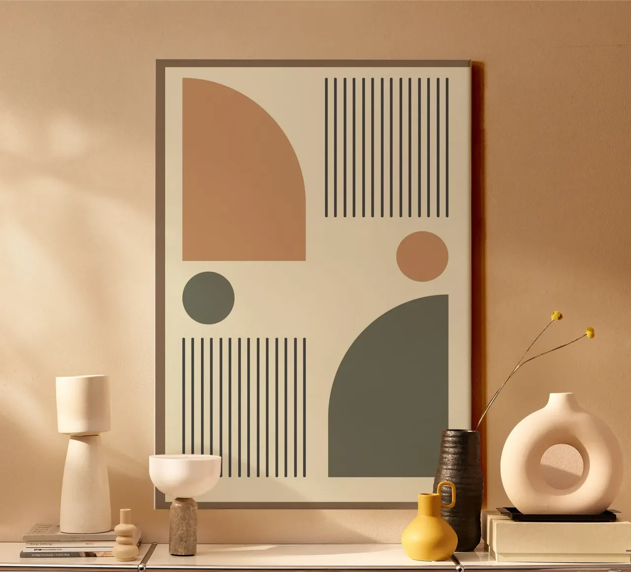 semi-circles vertical lines canvas by Ron Bale