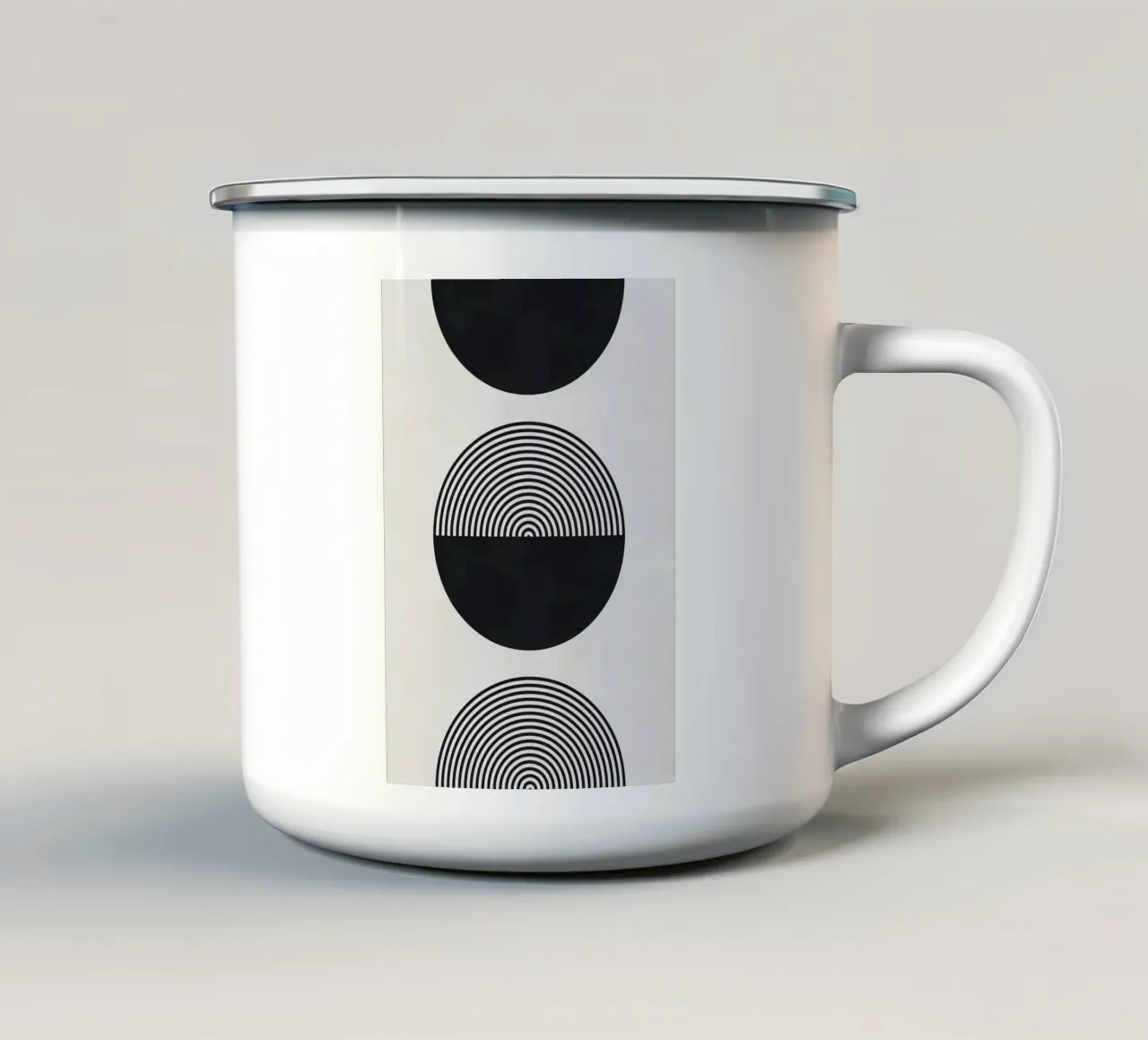 cerchi in bianco e nero tazza in smalto da Ron Bale