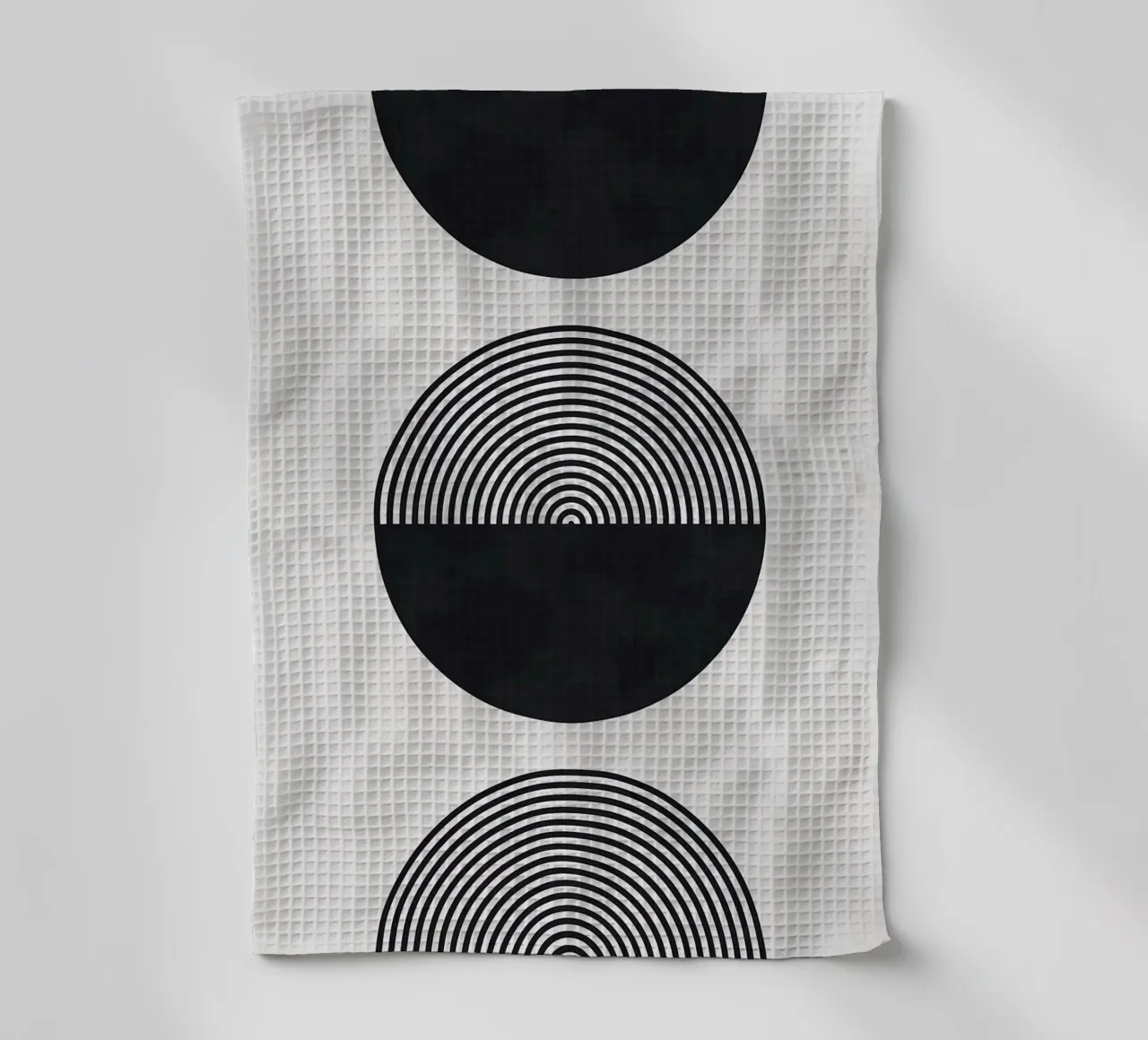 circles black-and-white tea towel by Ron Bale