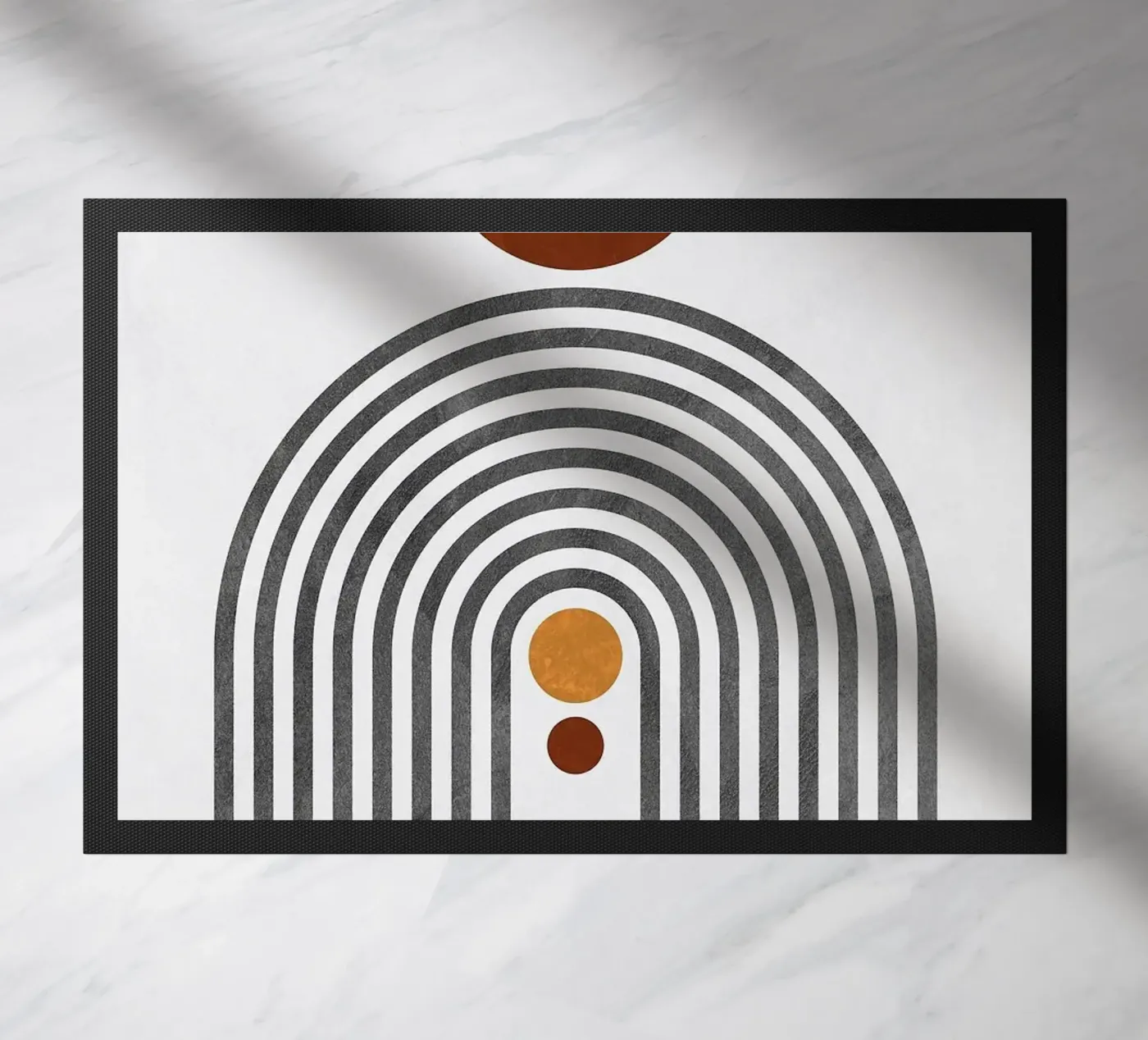 circle semicircle doormat by Ron Bale