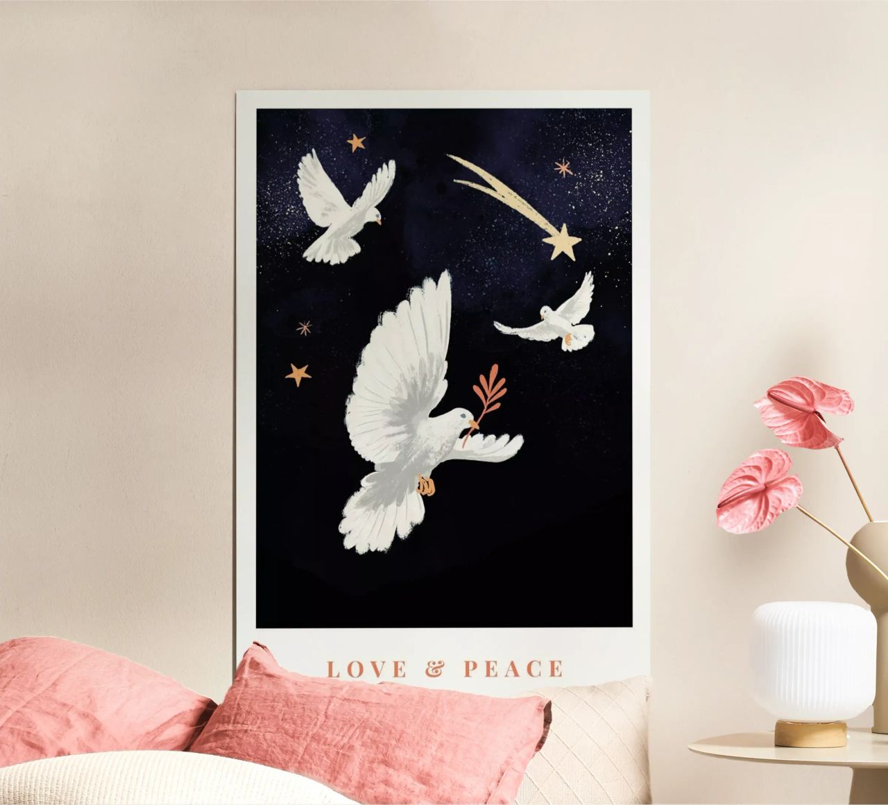 Love & Peace poster de Goed Blauw