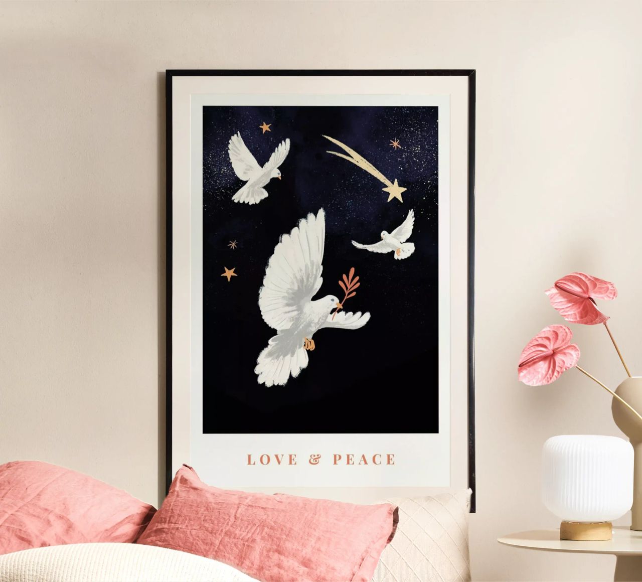 Love & Peace poster de Goed Blauw